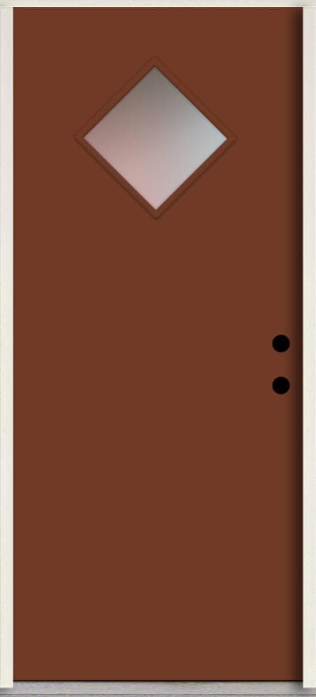 RELIABILT LO1067260 Spotlights 36-in x 80-in x 4-5/8-in Fiberglass 1/4 lite Left-hand inswing Fox Tail Paint Painted Prehung Front Door Insulating core