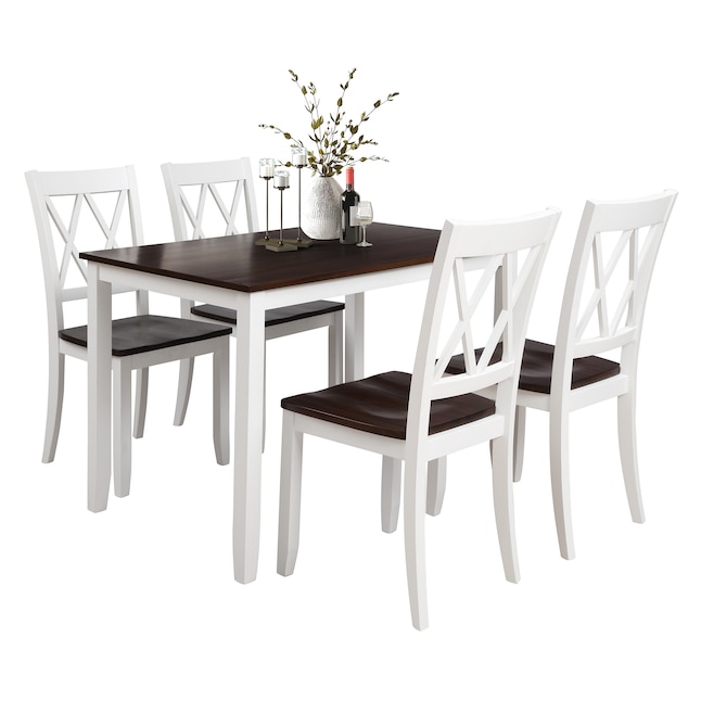 Casainc 5 Piece Dining Table Set White, Black Rectangle Kitchen Table And Chairs