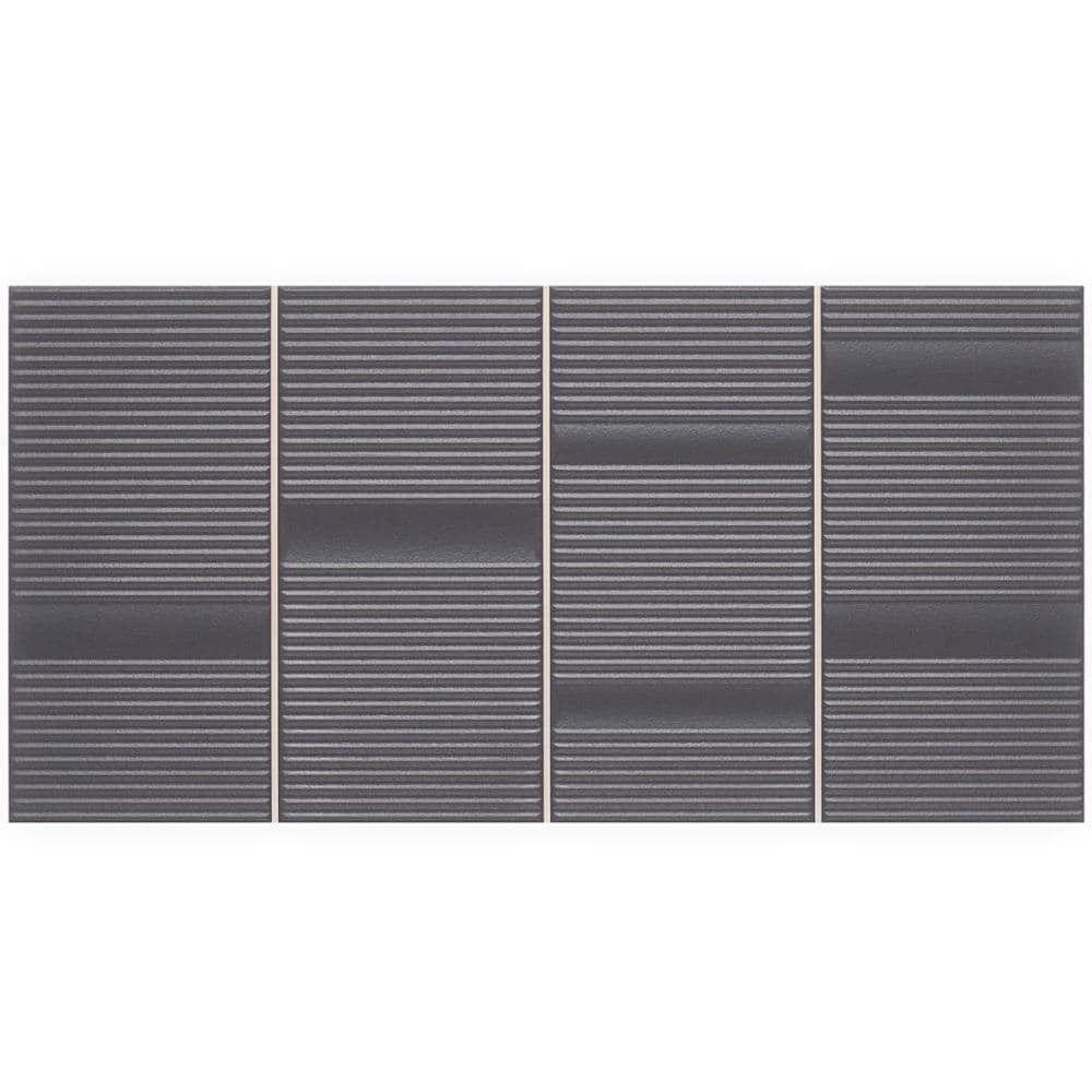 Artmore Tile EXT3RD106647 Sample - Battlefront Antracite 4-in x 8-in Matte Ceramic Patterned Wall Tile