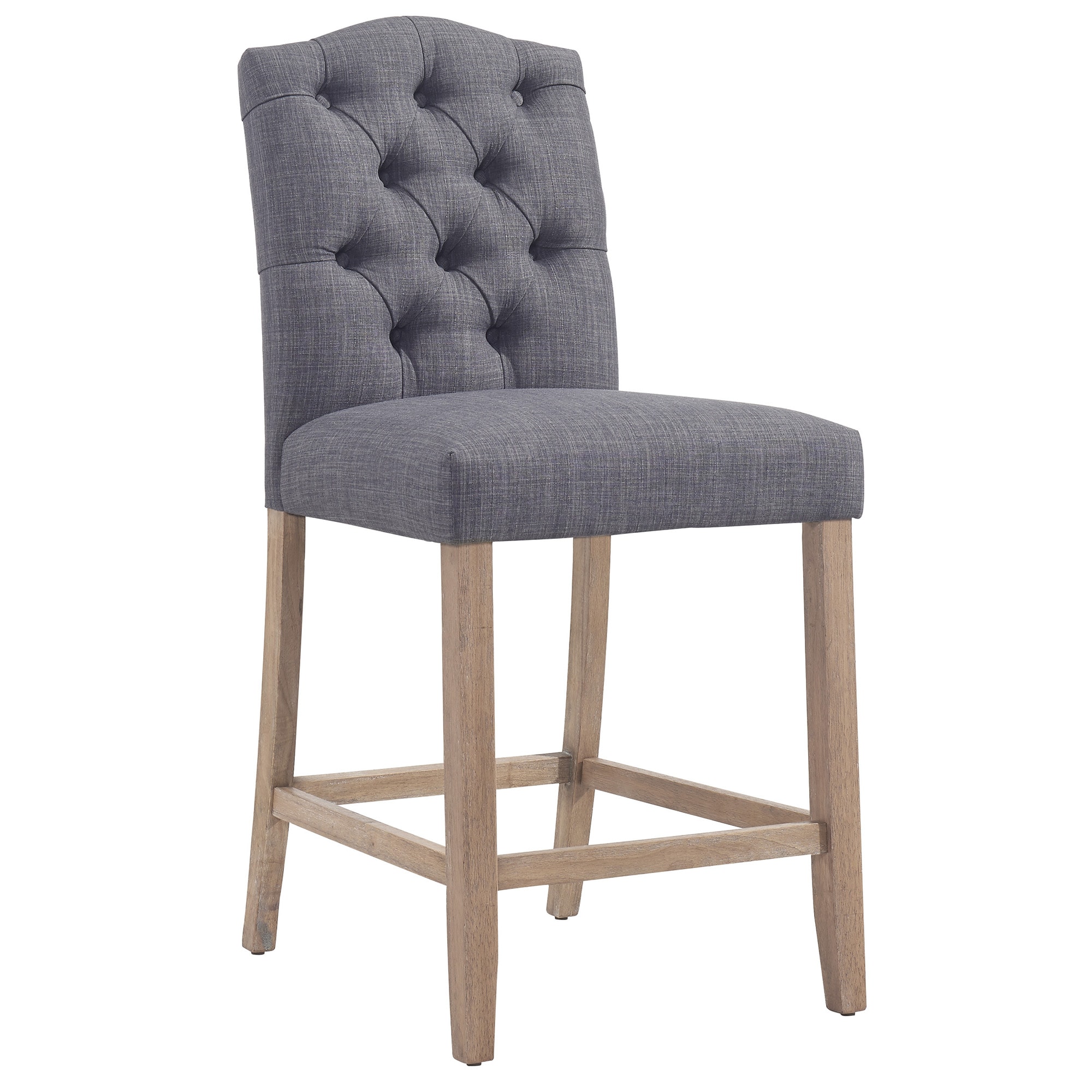 Worldwide Homefurnishings 203-157GY 2 -Set Grey 26.0-Inches H Counter height Square seat Upholstered Wood Bar Stool and Back