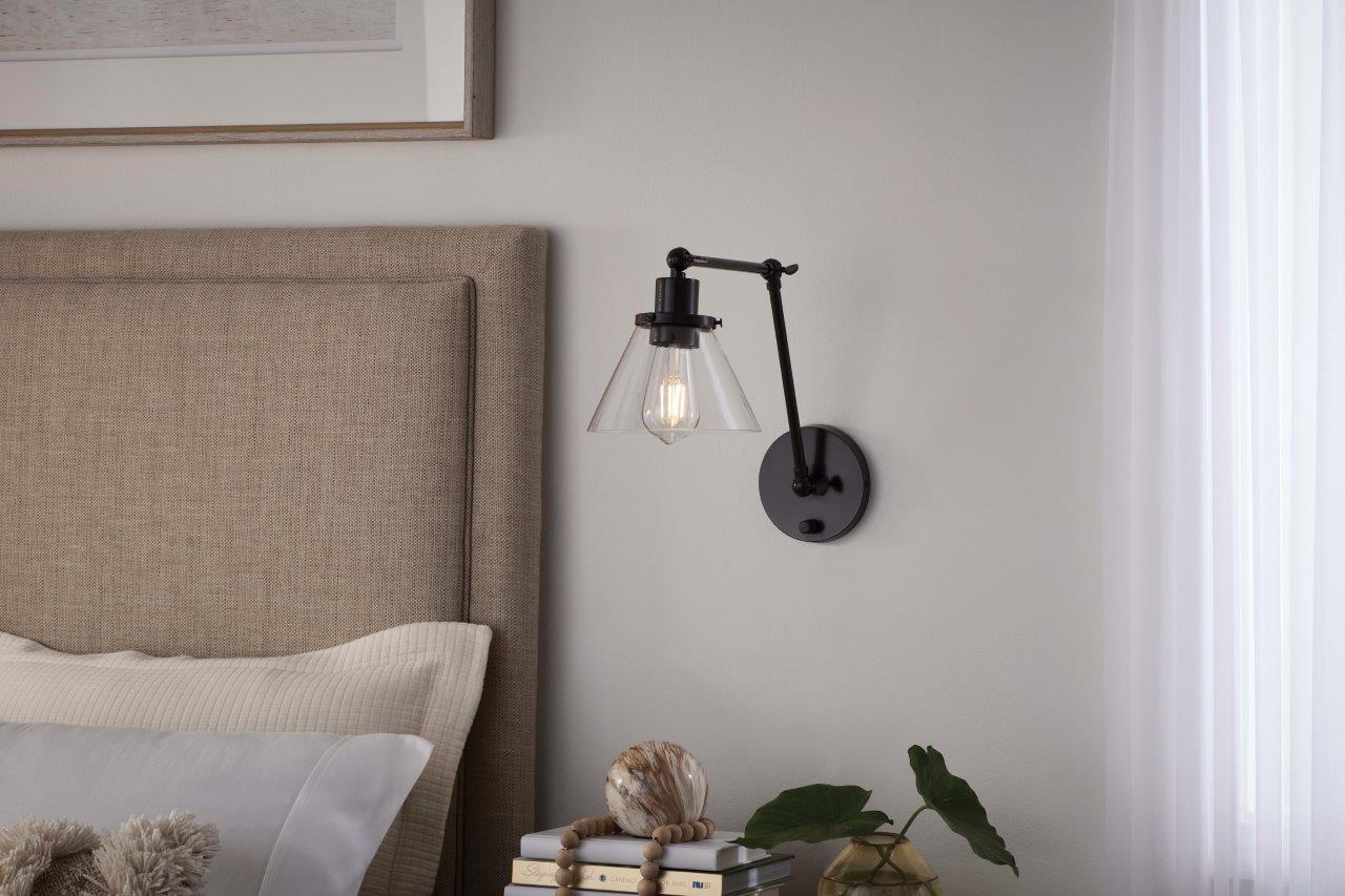 Larman 7.5-in W 1-Light Bronze Transitional Wall Sconce | - allen + roth WS58-1BRZ