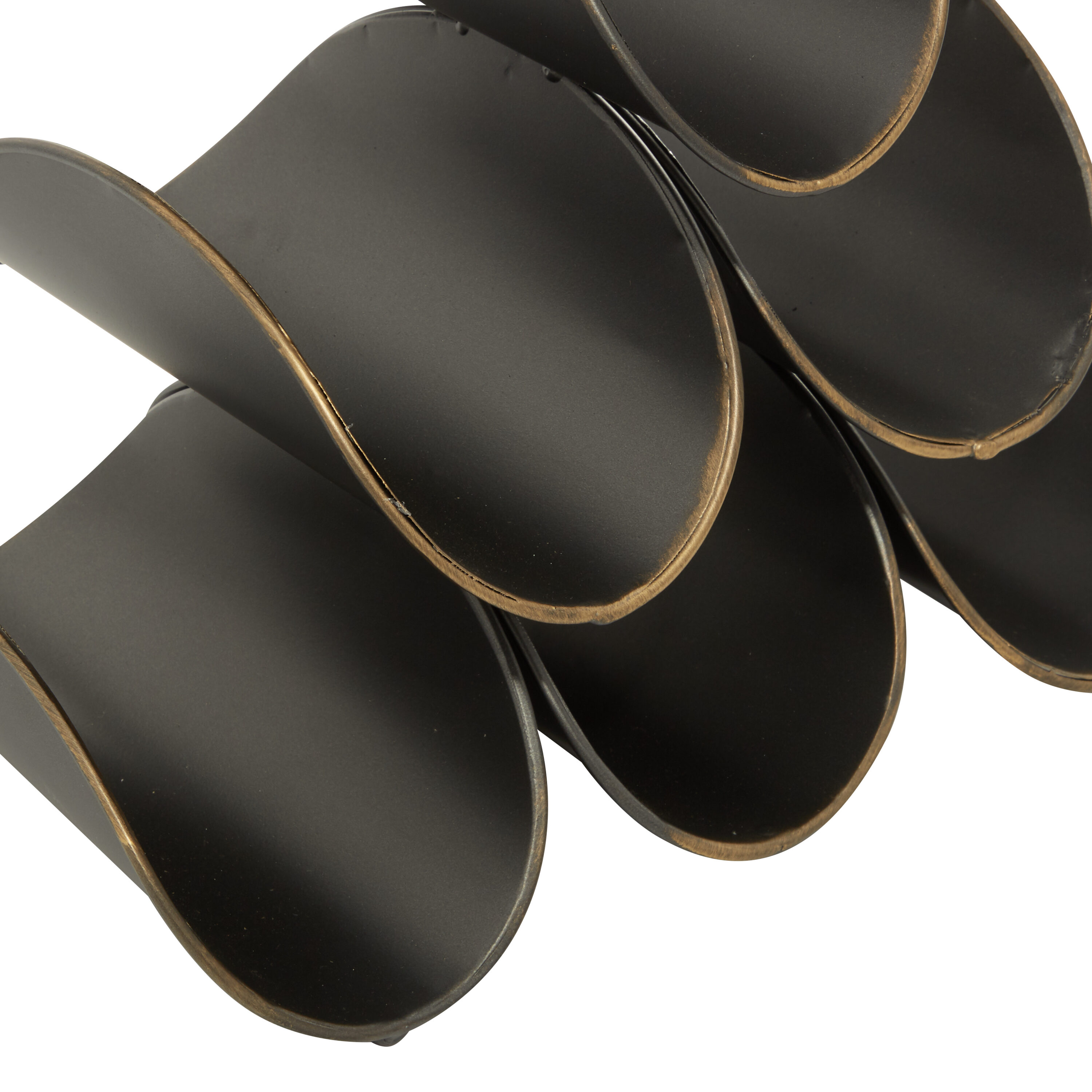 Black and Gold Metal 6 Bottle Wine Rack with Handle