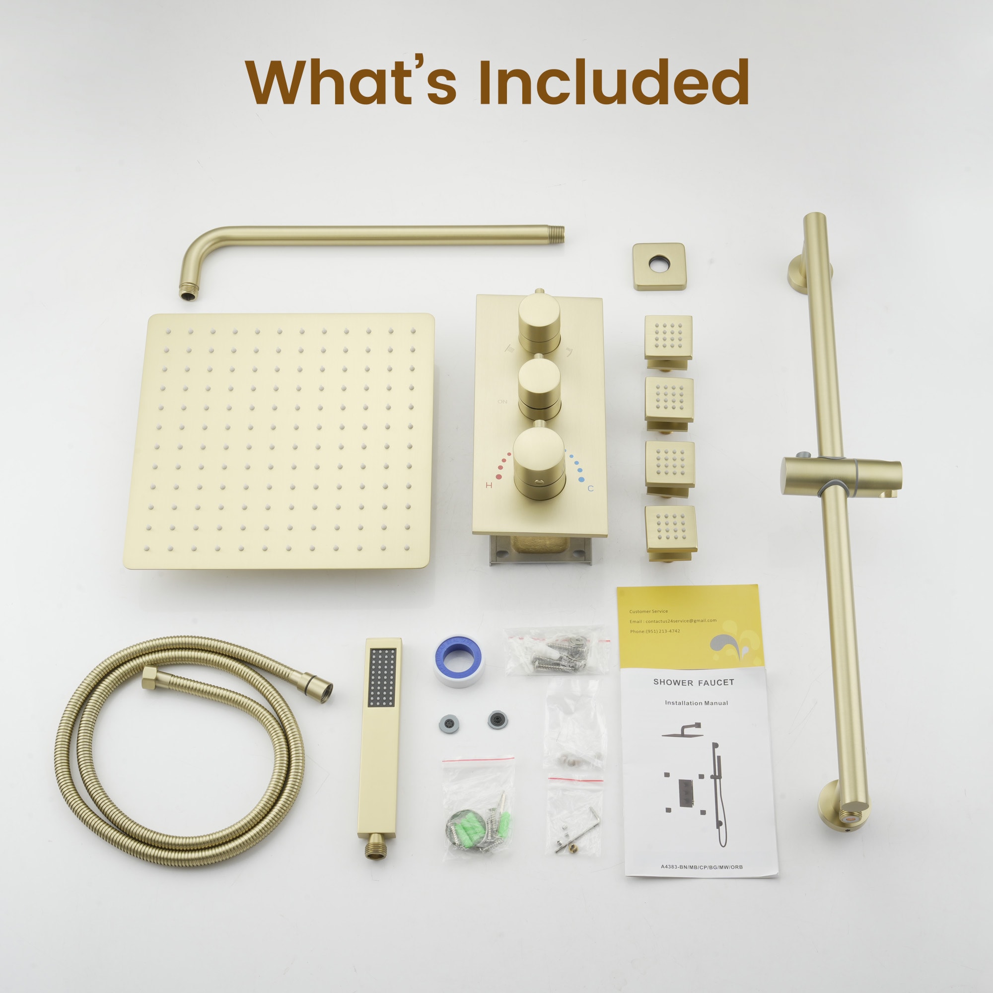 CASAINC CA-A4383-BG Showerhead-Bar-Panels - View #8