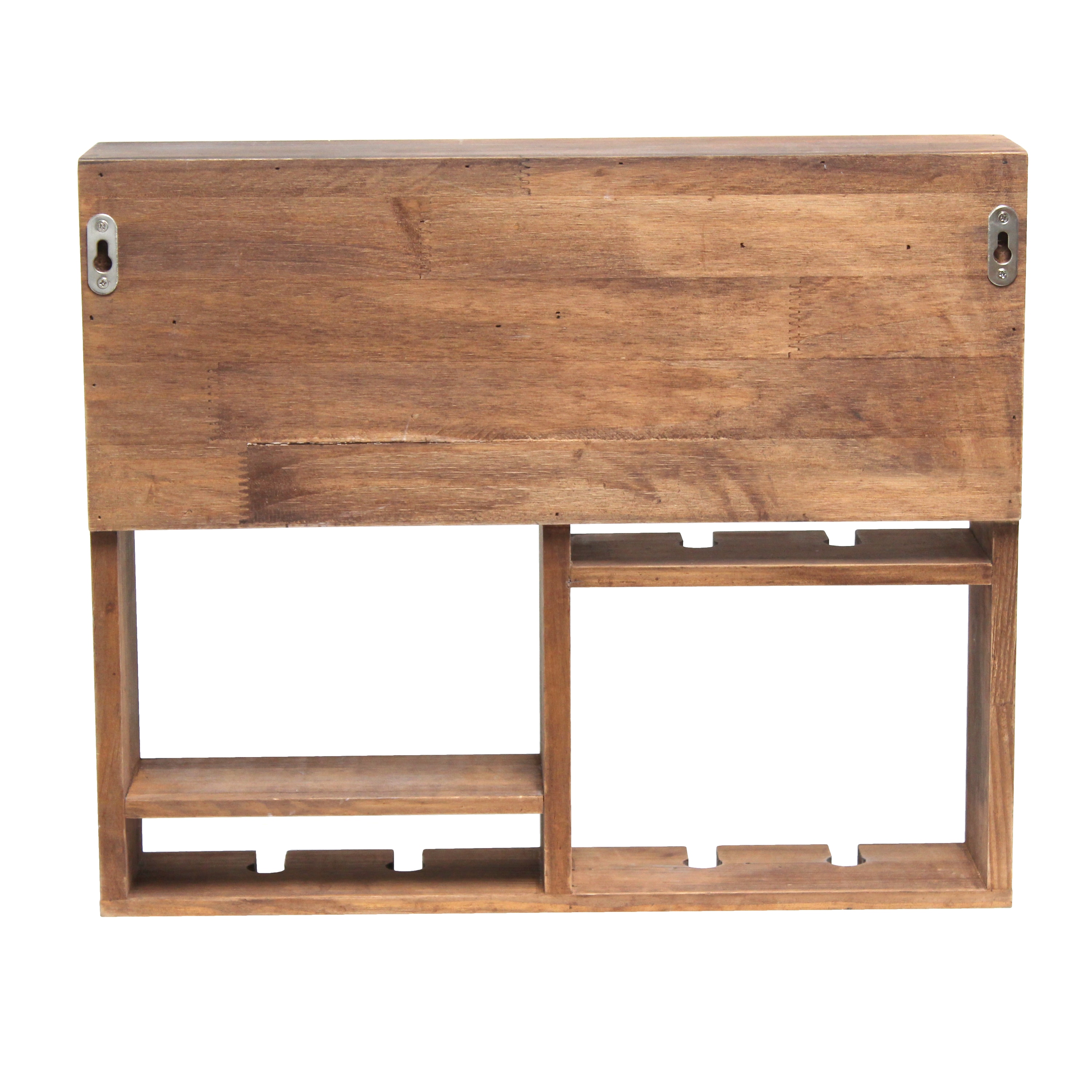Bartow Restored Wood Wall Mounted Wine Rack with Glass Holder