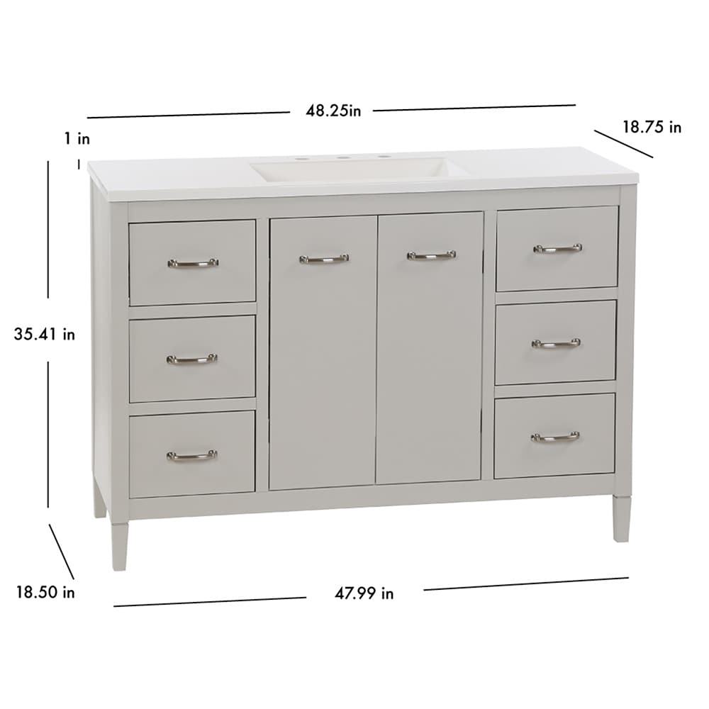 Diamond NOW Niles 48-in Light Gray Single Sink Bathroom Vanity with ...