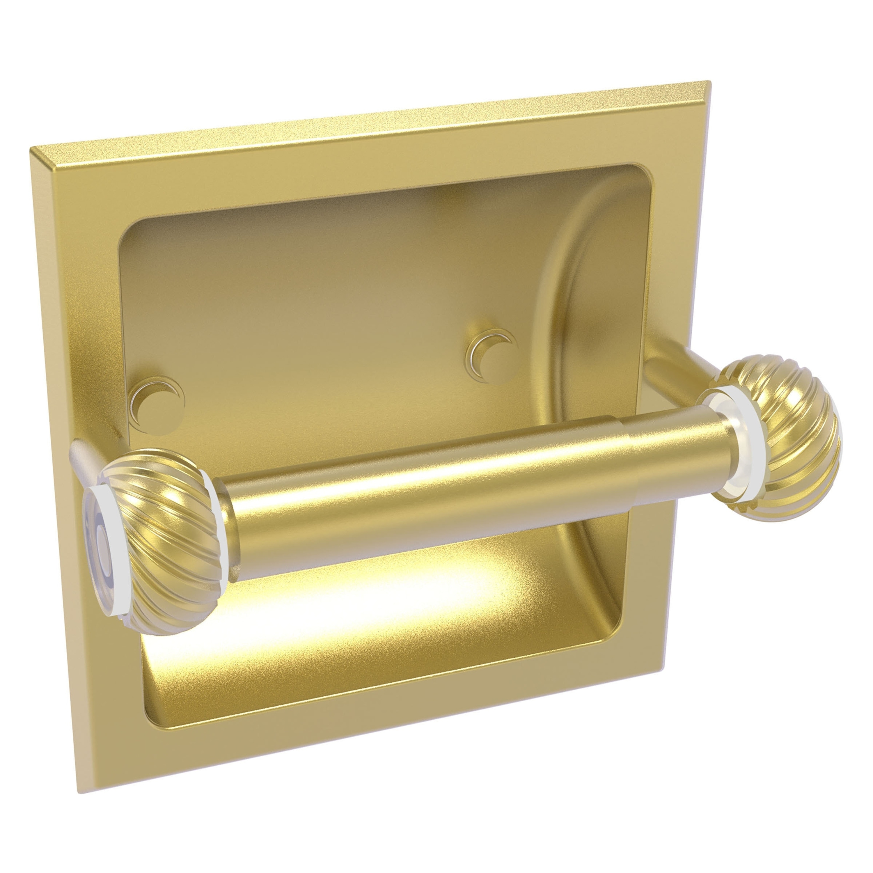 Allied Brass CV-24CT-SBR Clearview Satin Brass Recessed Double post Toilet Paper Holder 1 -Rolls with Storage