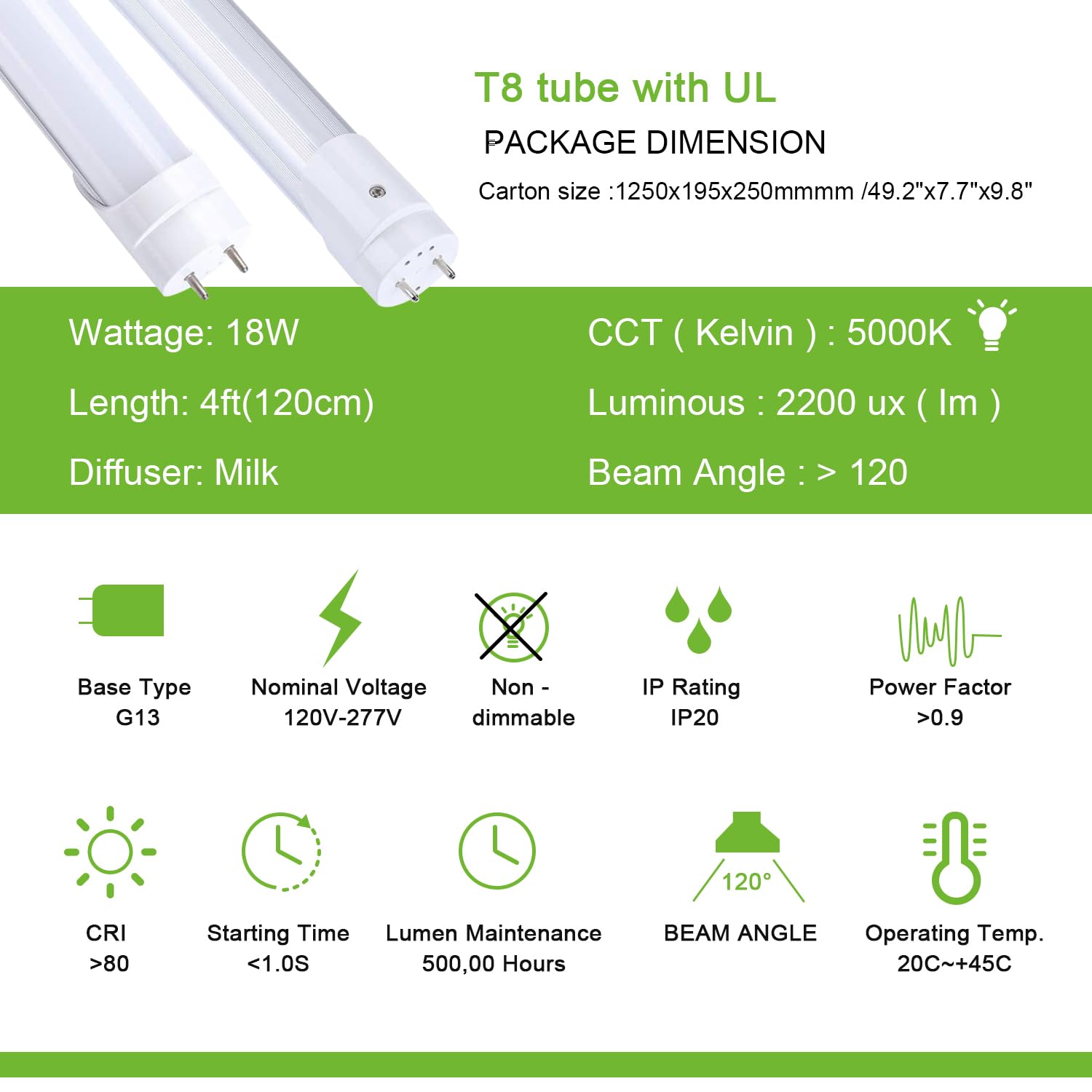 LTMATE LST818W50K30PCS Led-Tube-Light-Bulbs - View #3