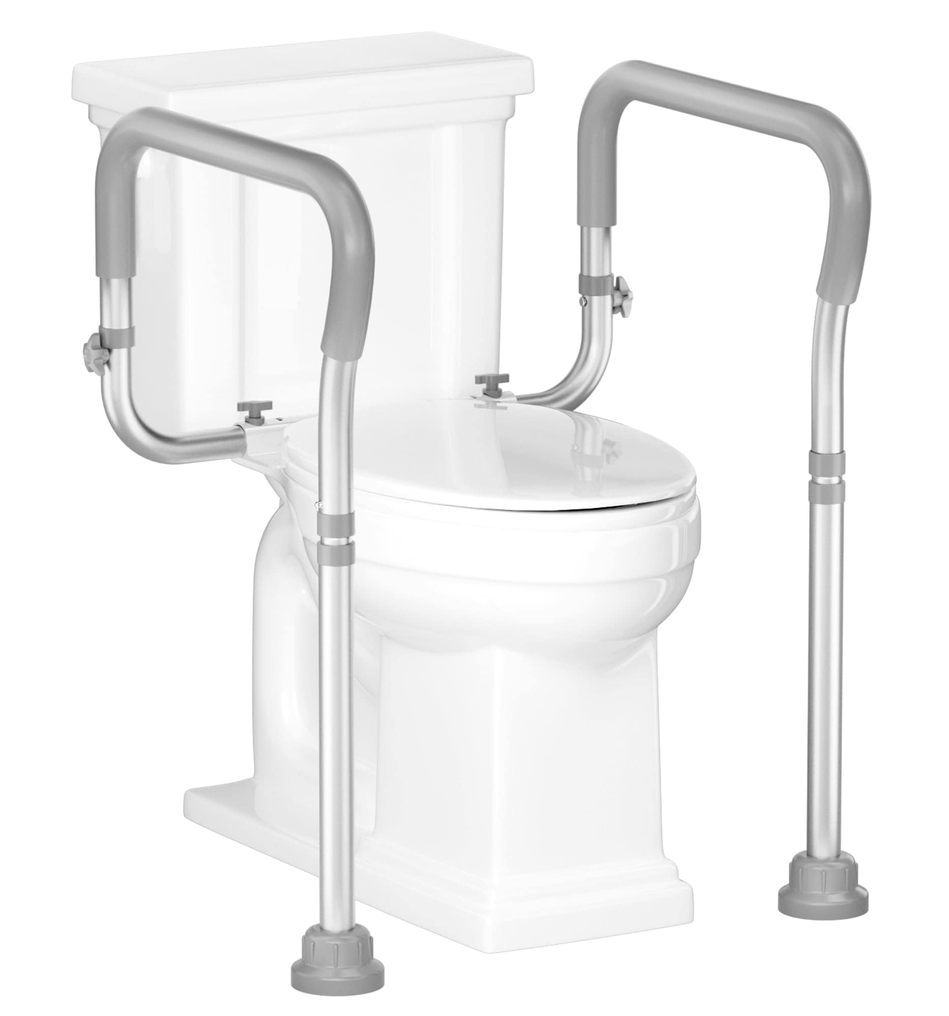 Wudkey - 24-25.6 in Grey Toilet Safety Rail for Seniors with Adjustable Height and Width 350 lb. ...