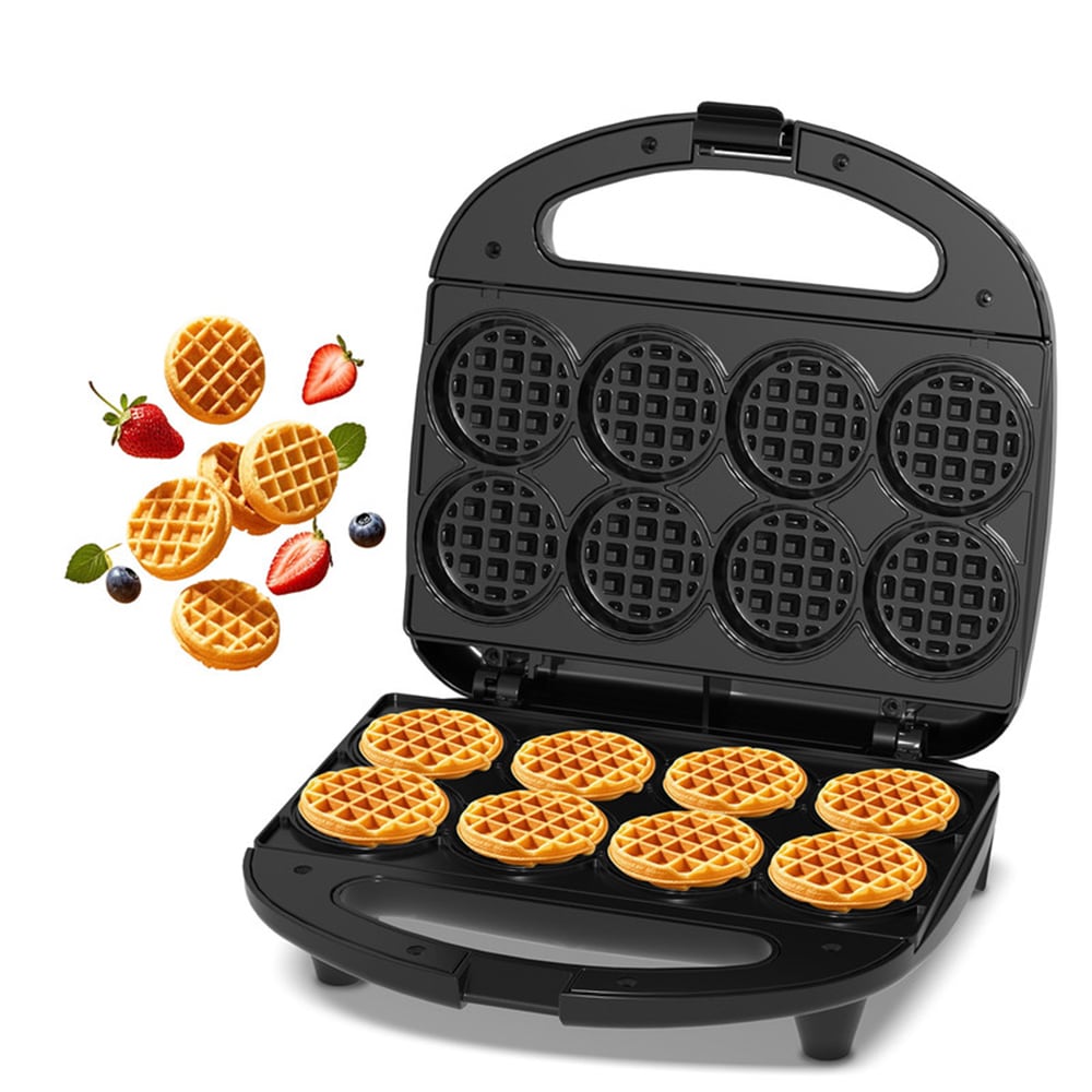 YASHE ABS07-C Multi Mini Waffle Maker Compact Black Non-stick 8 x 2in Waffle Bites Perfect for Families