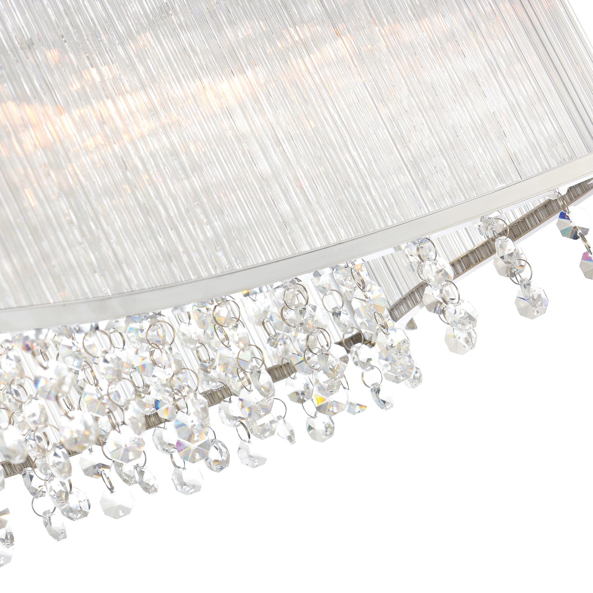 Elsa 6-Light Chrome Drum Shade Crystal Beaded Chandelier