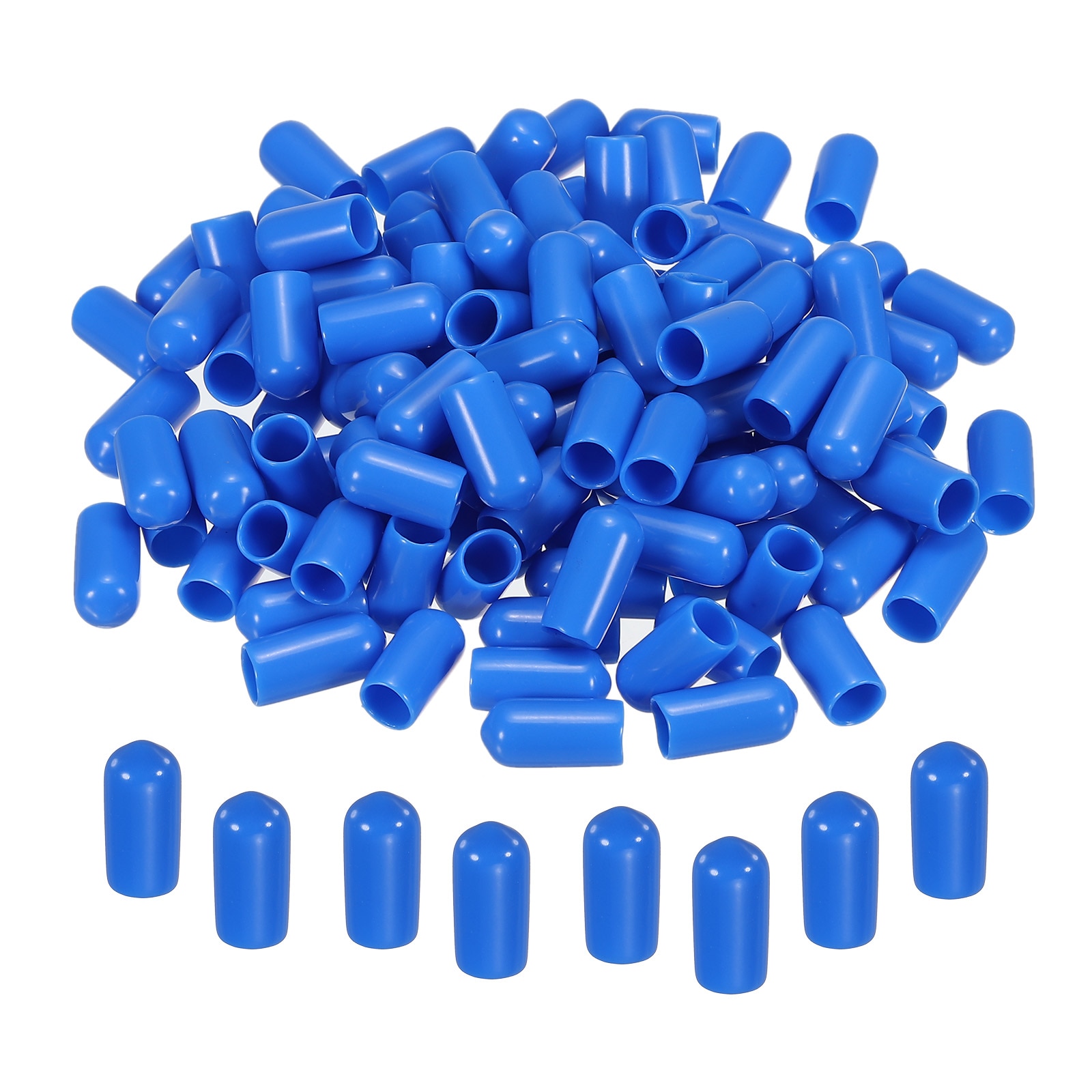 Unique Bargains 100pcs Rubber End Caps Cover 1/4-Inch Vinyl Screw Thread Protector Round PVC Vacuum Caps for Screw Bolt Pipe Blue