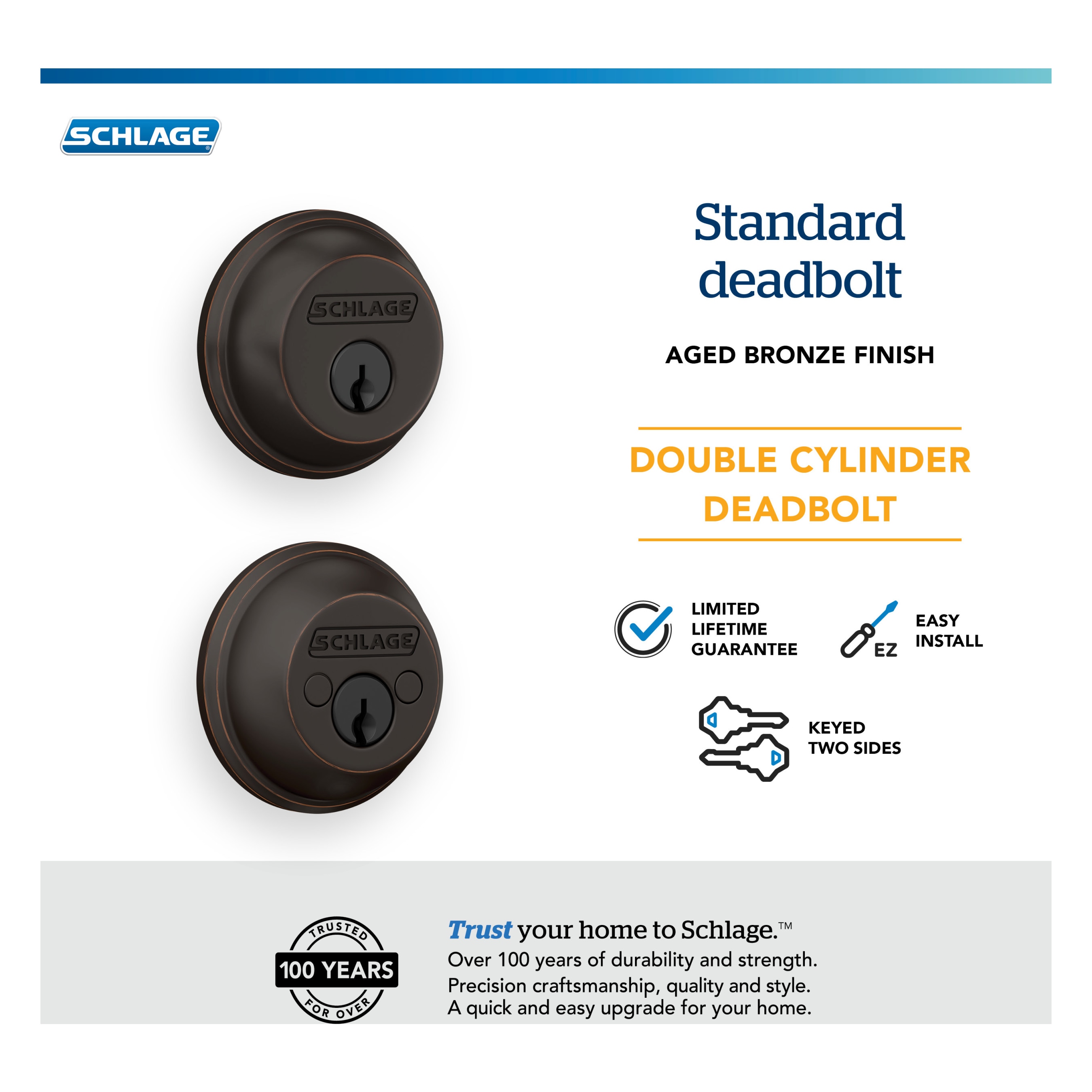 Schlage B62N V 716 Door-Deadbolts - View #5