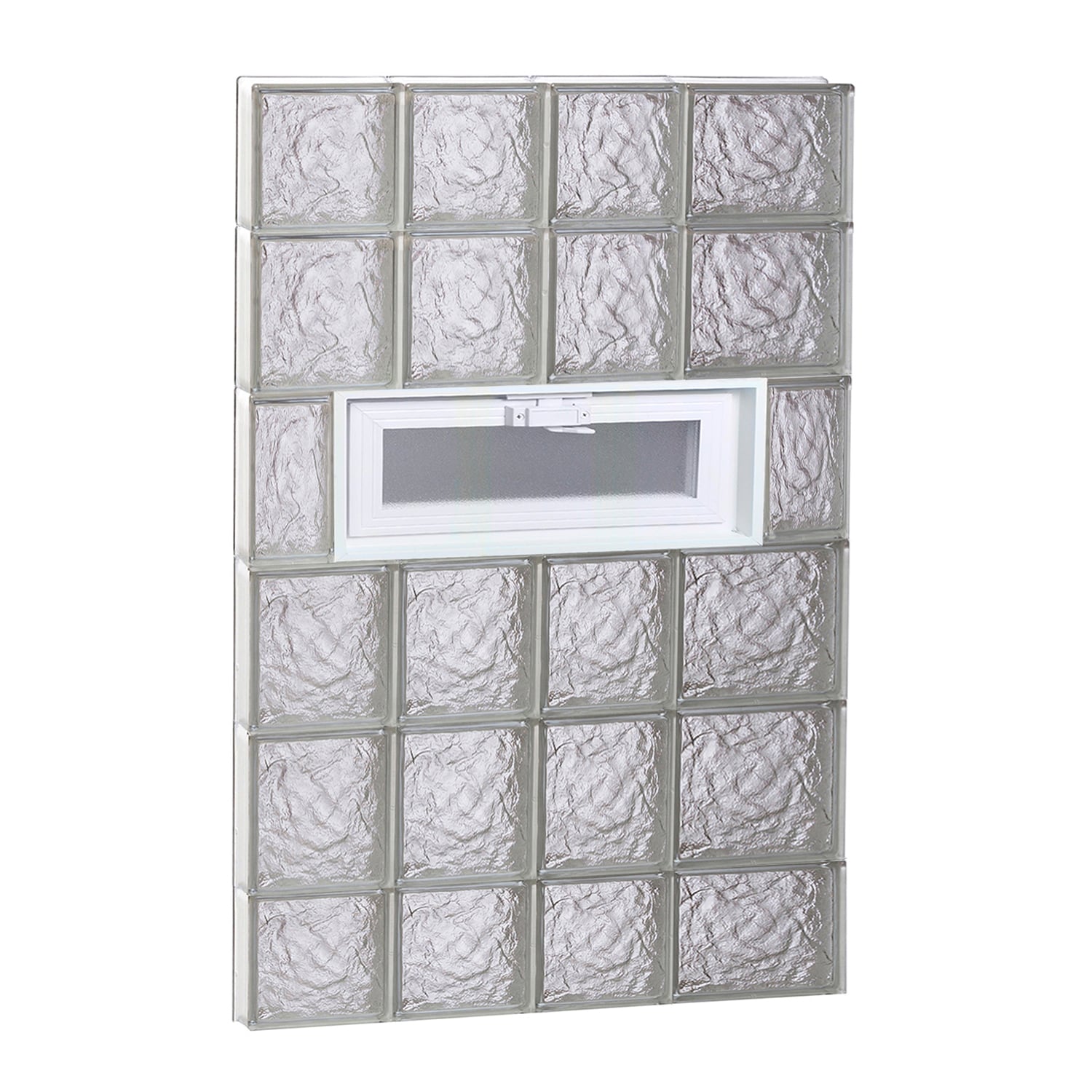 REDI2SET V2644IS Ice Glass 25-in x 42-1/2-in Frameless Replacement Vented Glass Block Window