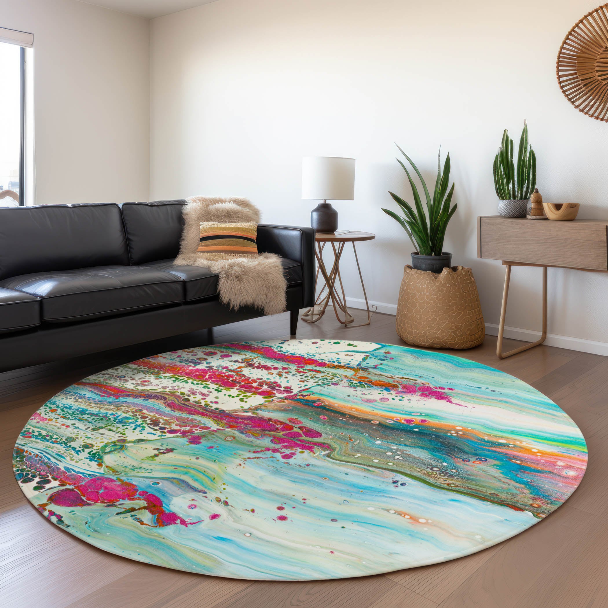 Addison Rugs AMF47ME8RO Mayfield AMF47ME 8 x 8 (ft) Loomed Polyester Melody Round Indoor Abstract Machine washable Area rug