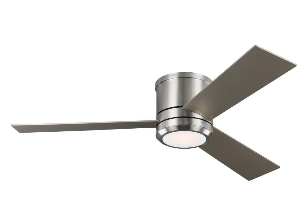 Generation Lighting 3CLMR56BSD-V1 Clarity 56-in Integrated LED Flush Mount Brushed Steel with Silver Blades Ceiling Fan With Light ( 3 -Blade )