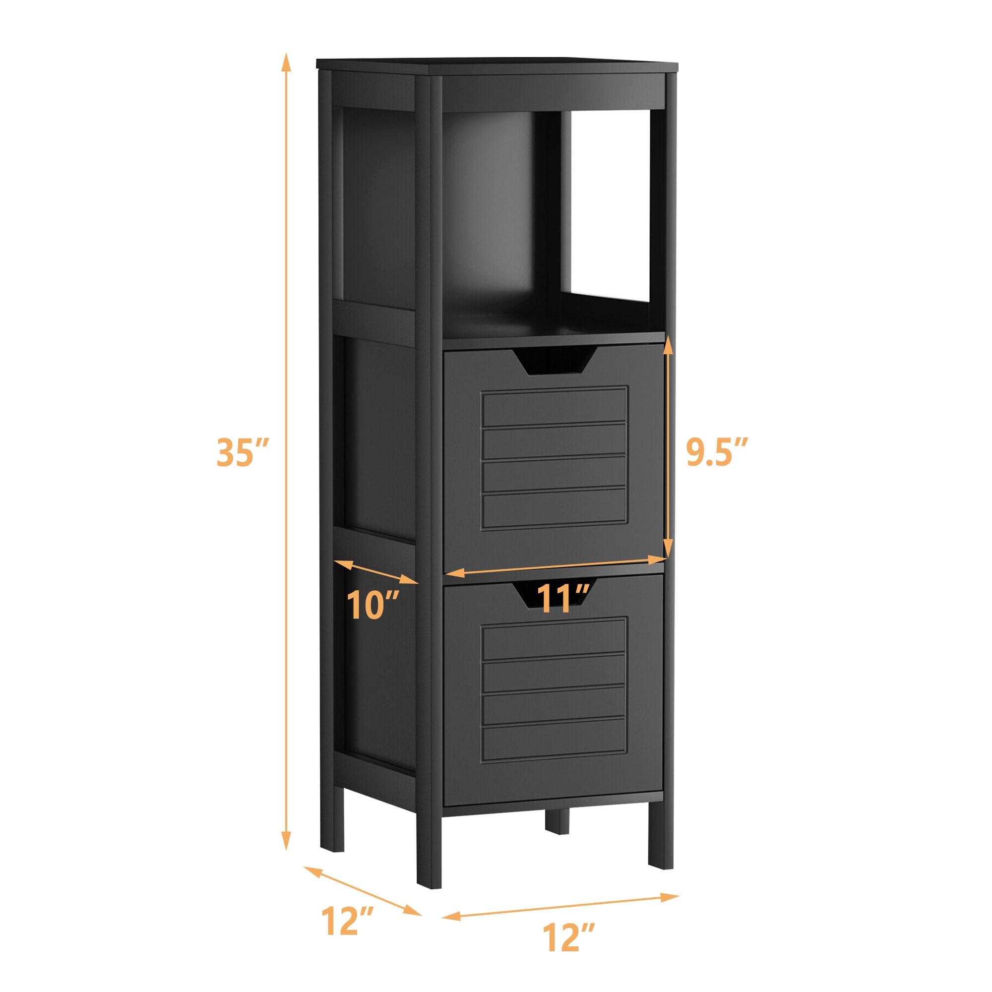WELLFOR 12-in x 35-in x 11-in Gray Freestanding Corner Linen Cabinet