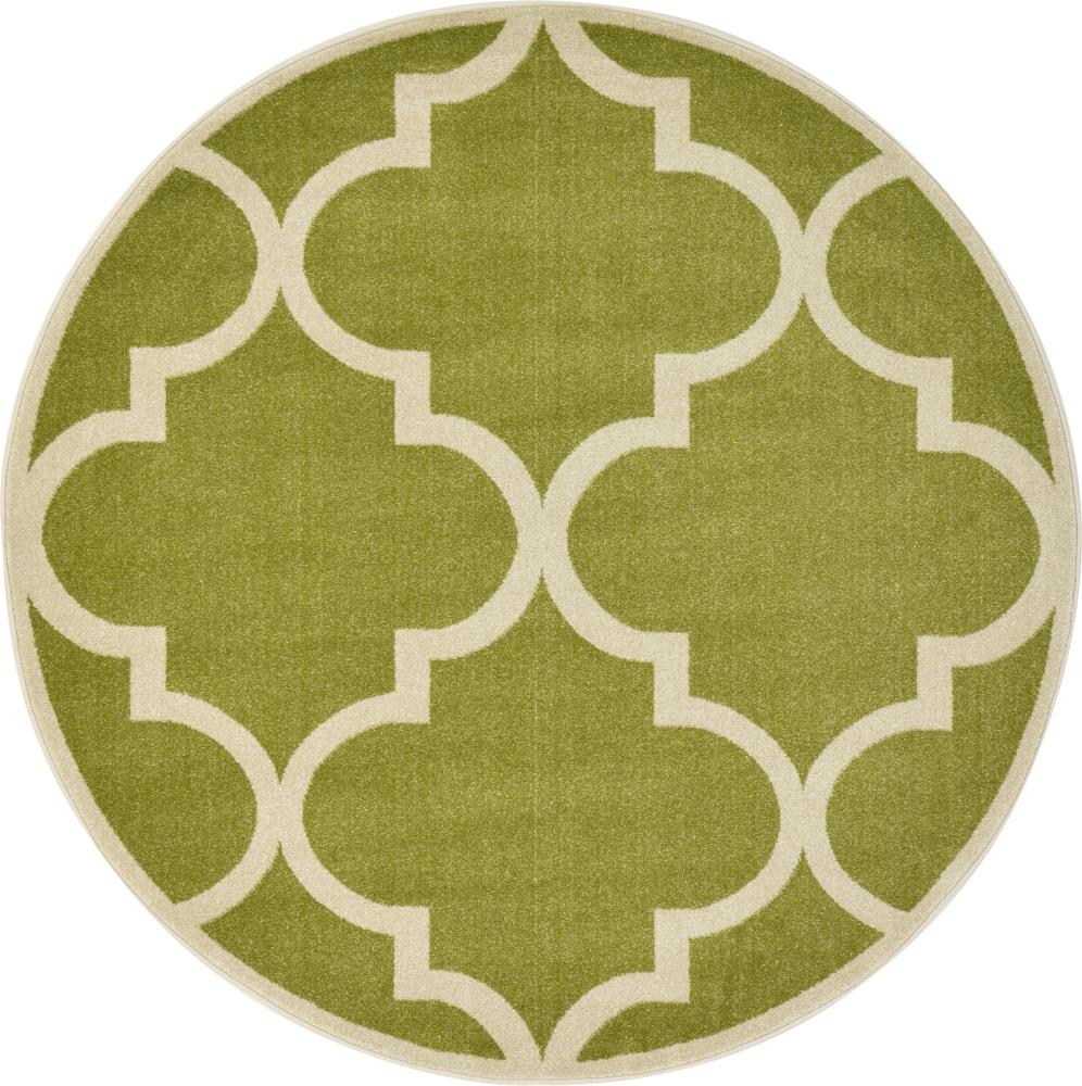 Unique Loom 3116775 Austin Trellis 6 x 6 (ft) Loomed Polypropylene Green/Beige Round Indoor Geometric Industrial Area rug