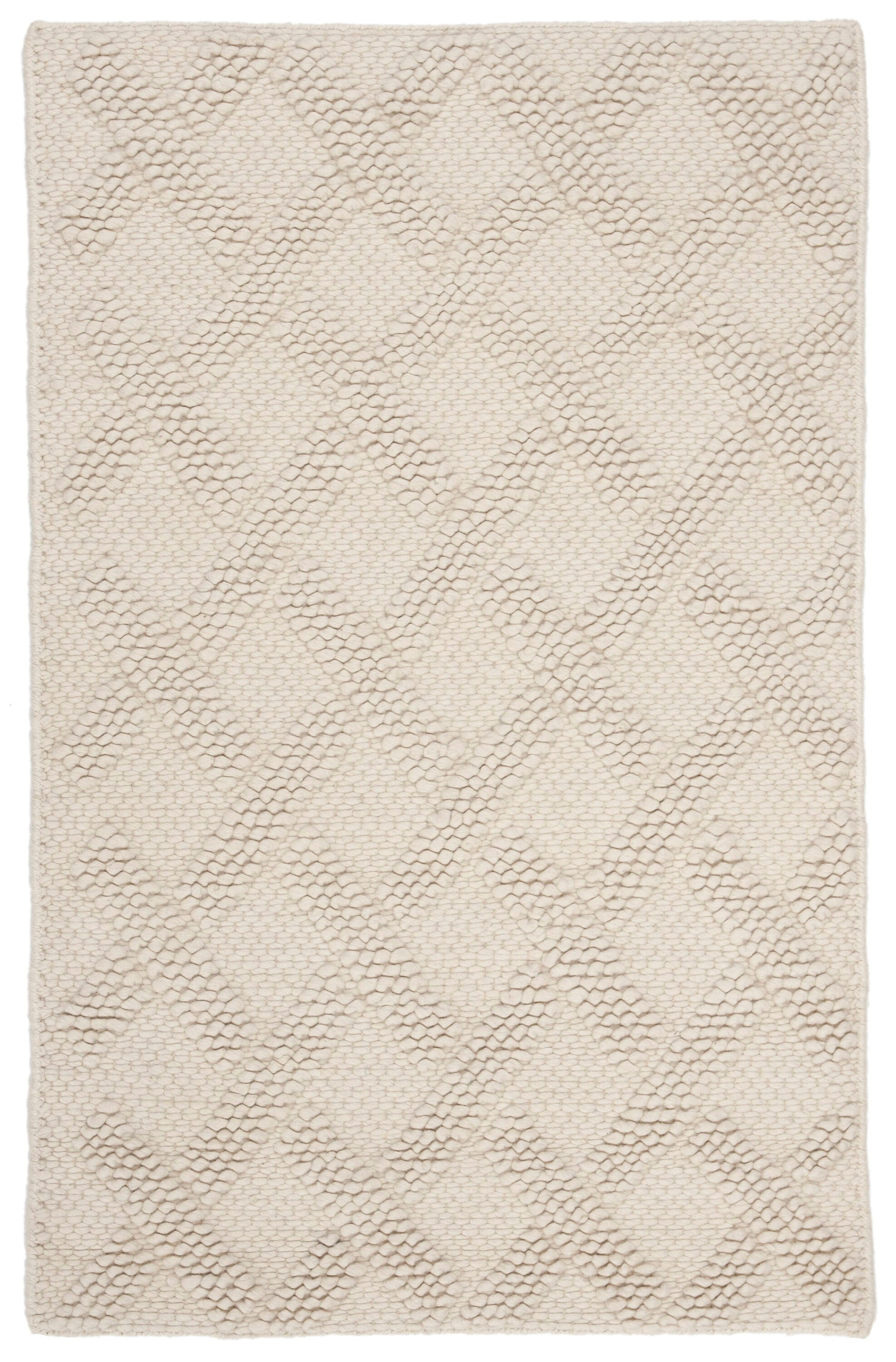 Ivory Hand-Tufted Wool Flat Woven Reversible Area Rug 3' x 5'