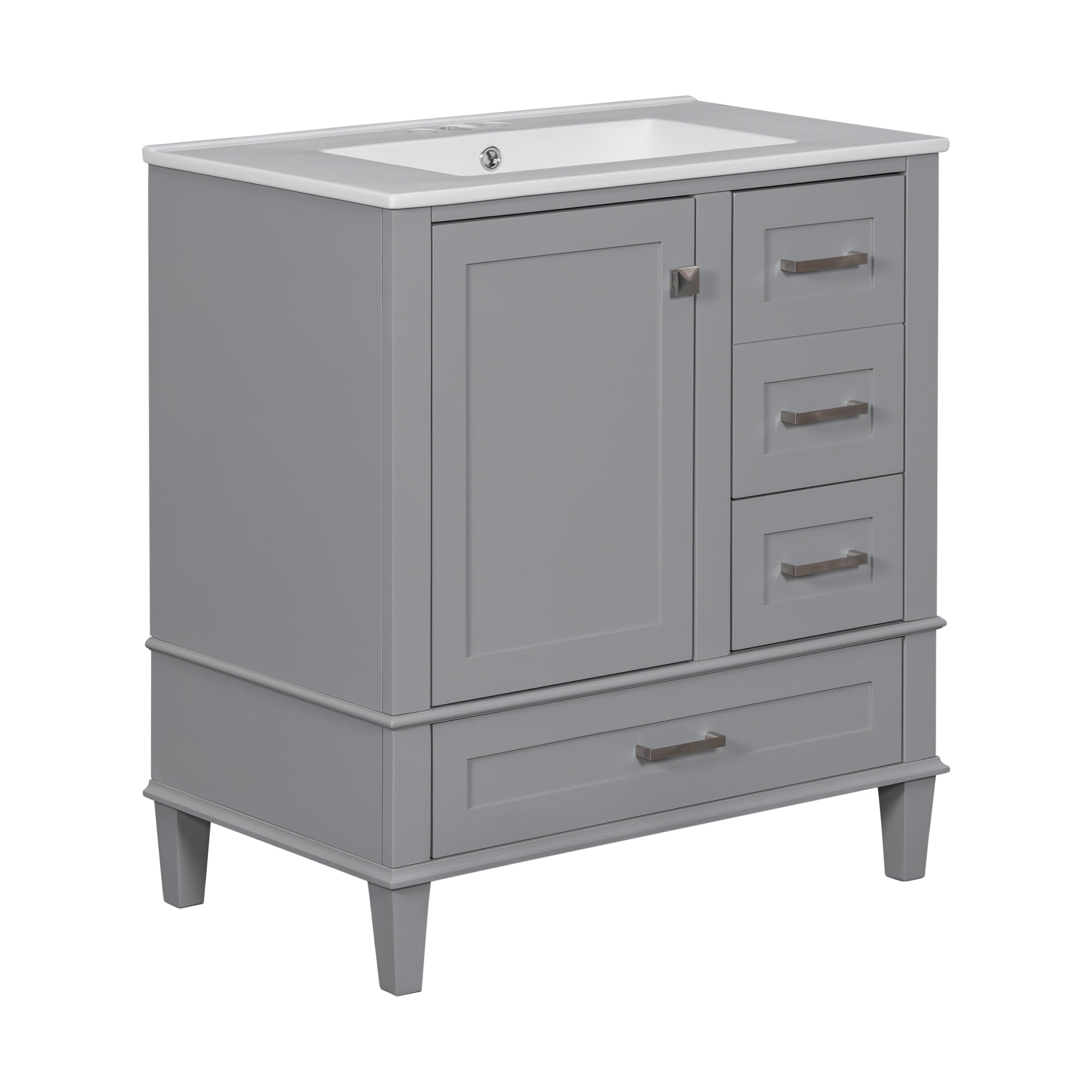 Iseryn Requires assembly 30-in Gray Undermount Single Sink Bathroom Vanity with White Ceramic Top