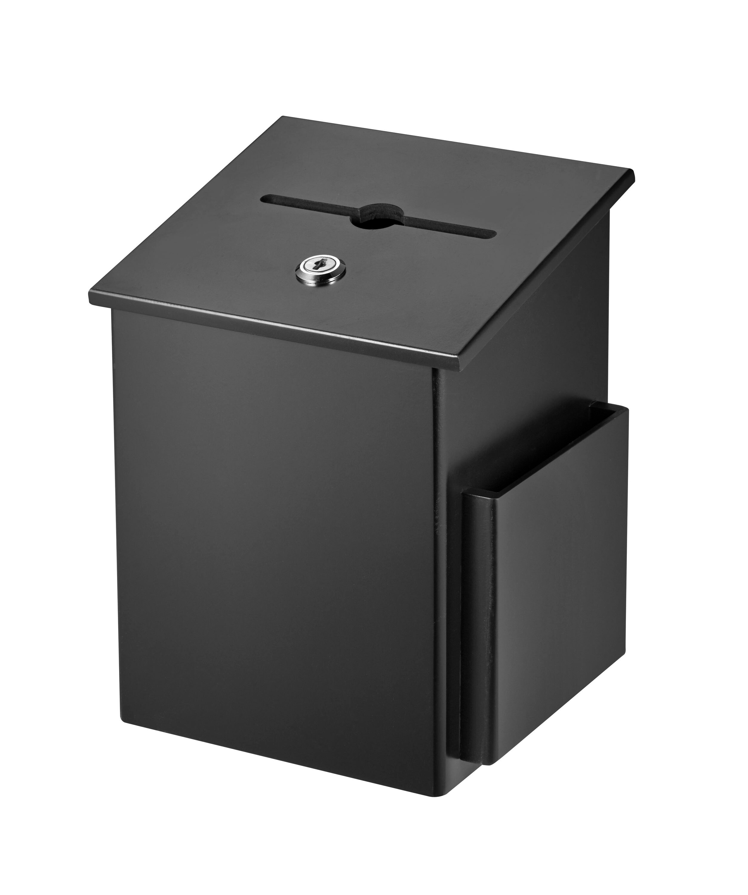 AdirOffice Wood Glass Suggestion Box 632 Donation & Ballot Box With Lock 