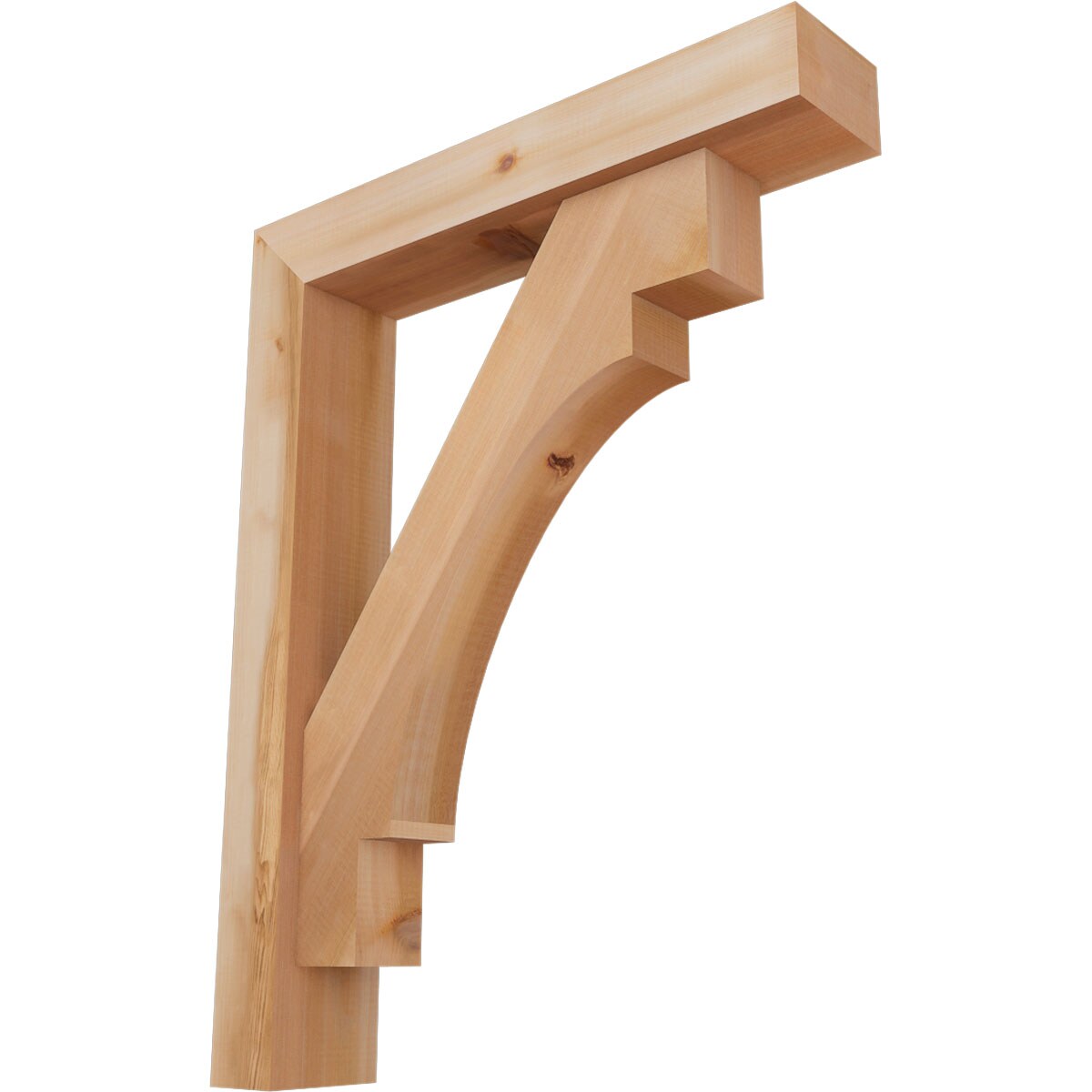 Ekena Millwork 1463154 Merced Block Smooth Bracket with Offset Brace 5-1/2-in x 28-in x 36-in Western red cedar Brown Wood Standard bracket