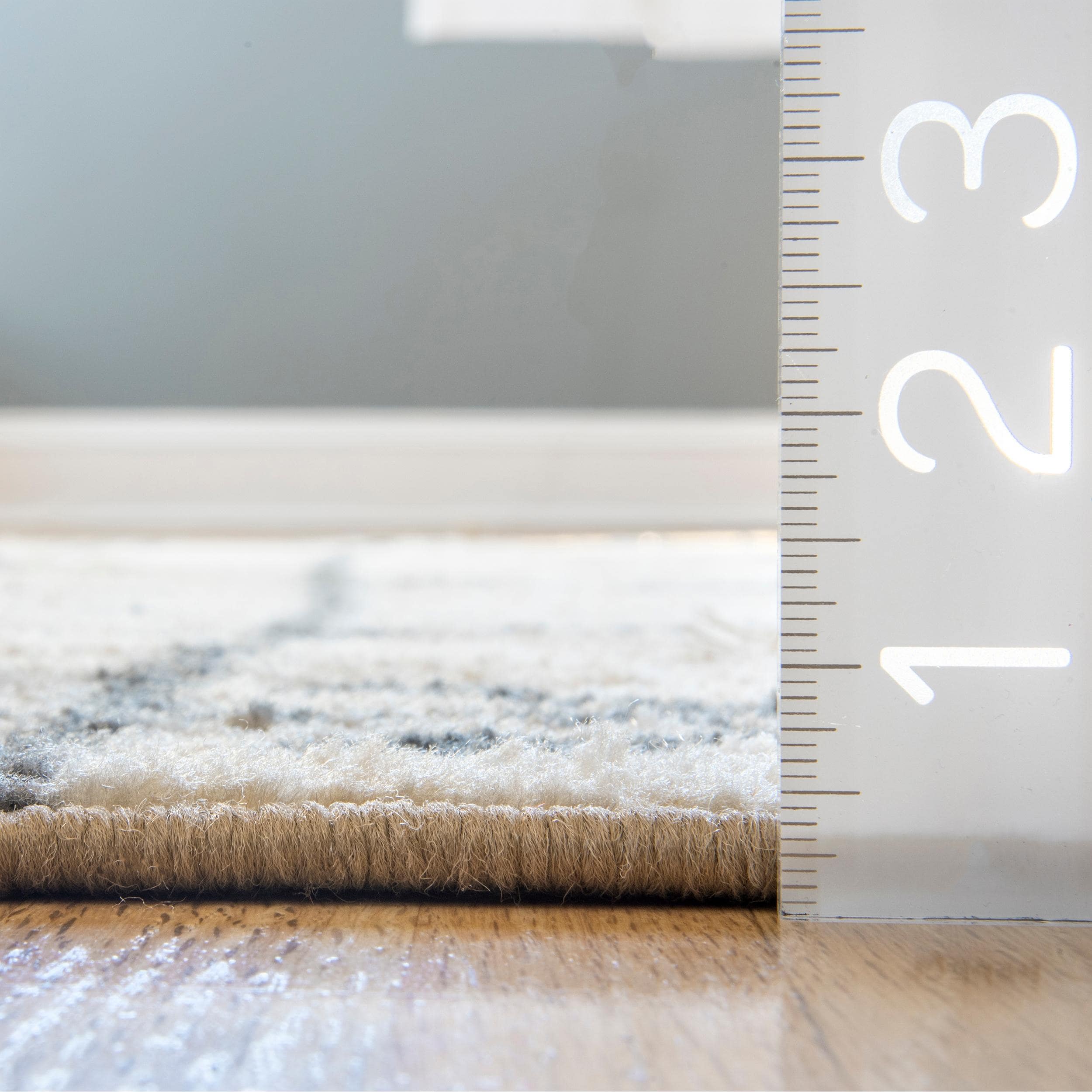 Beige and Black Rectangular Synthetic Area Rug