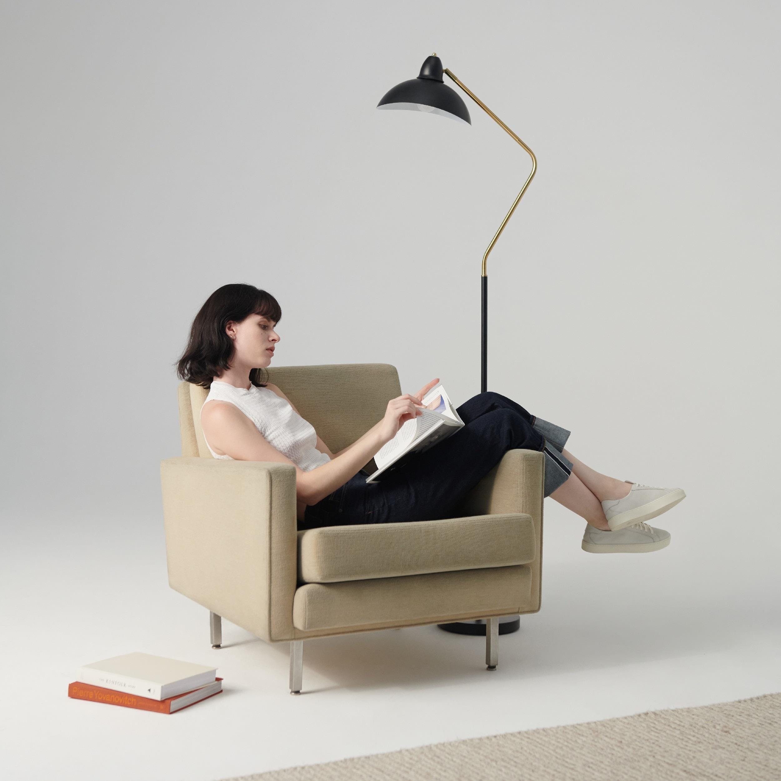 Arcadian Swoop Adjustable Black LED Floor Lamp for Kids