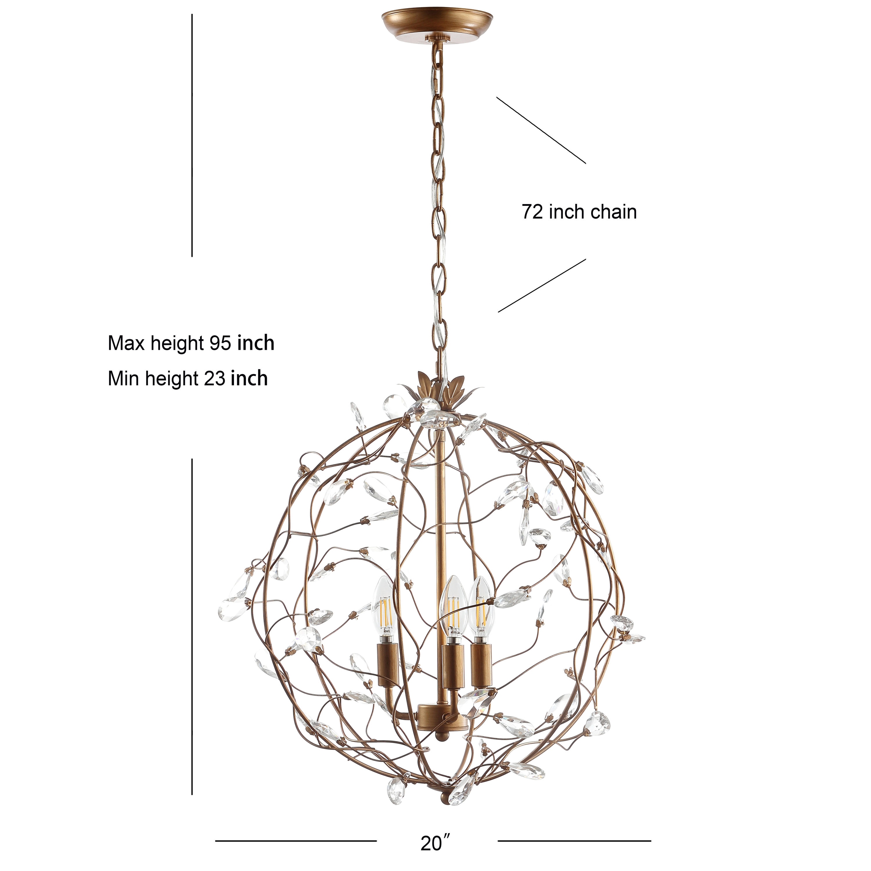 Isabelle 20" Adjustable Antique Gold LED Pendant Light