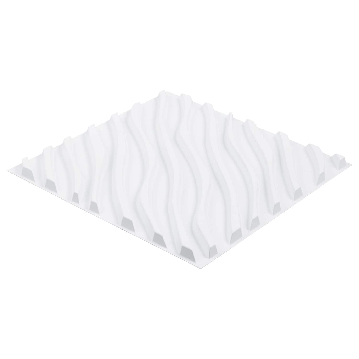 OGETFUUR 19.7-in x 19.7-in 12-Pack White Wave 3D Wall Panels with High-Quality PVC Boards for Wall Decor