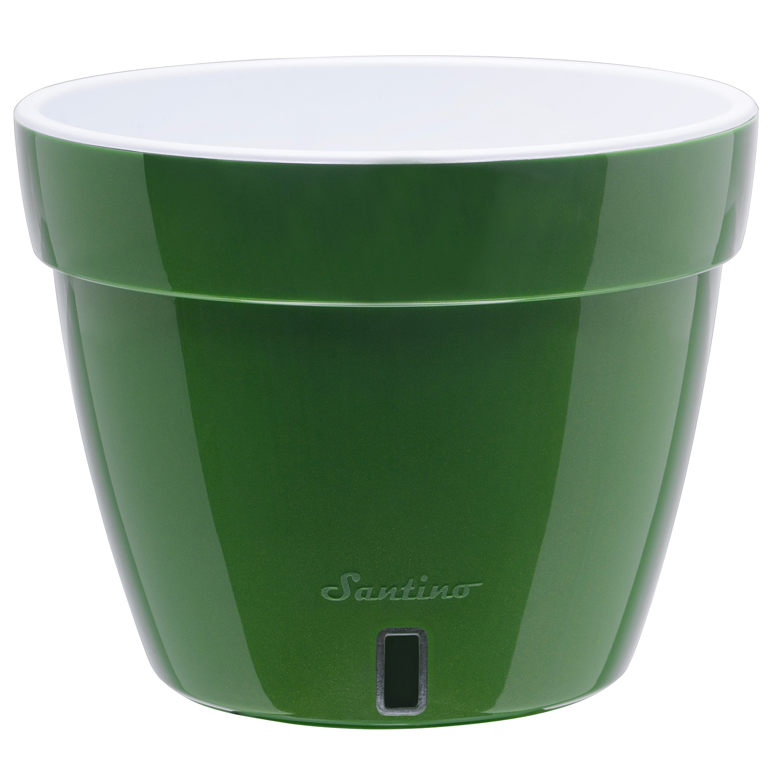 Decopots AST118GREENGOLDWL Round 9.0-Inches W Medium Green Plastic Indoor/Outdoor Planter with Self Watering