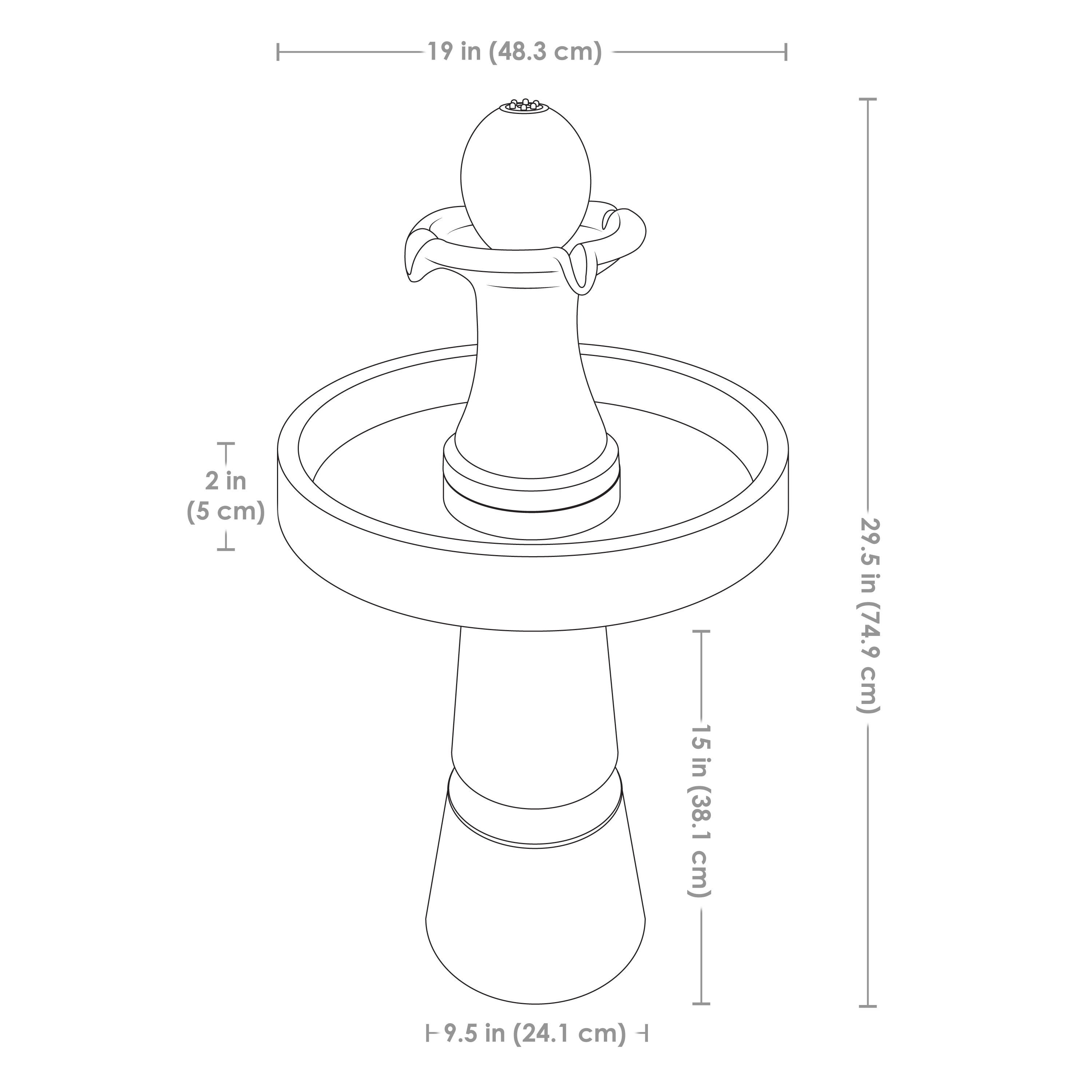 Contemporary Gray and Black Polyresin Outdoor Water Fountain with LED Light