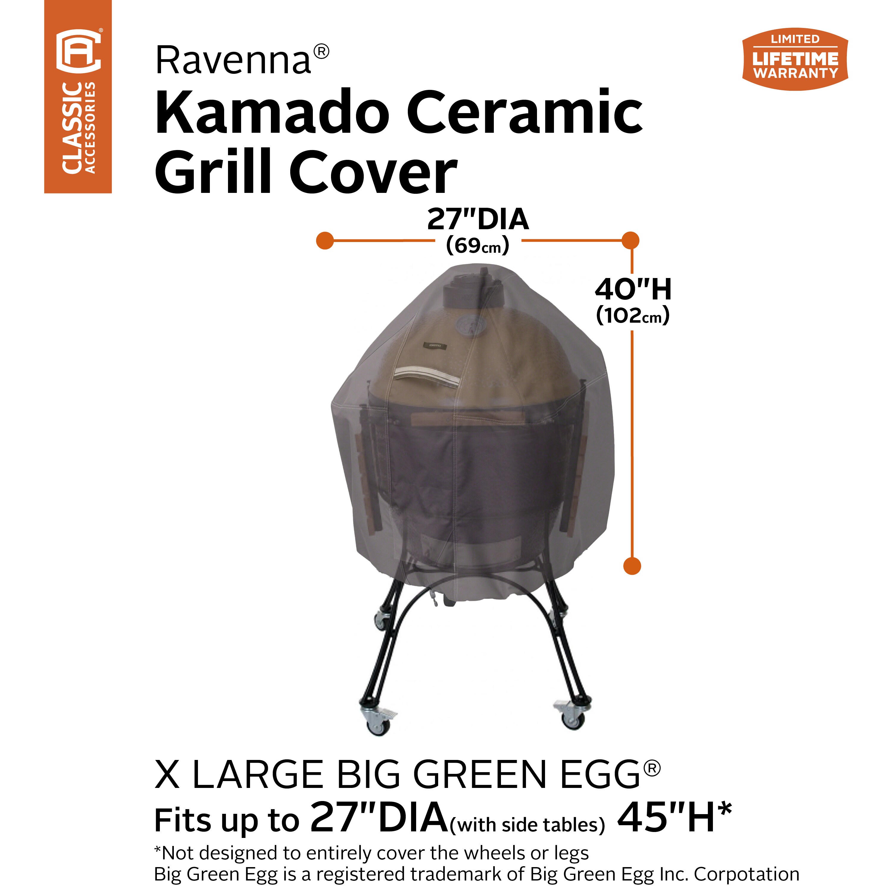 Large Classic Accessories Ravenna Cover For Kamado Ceramic Grills Taupe 