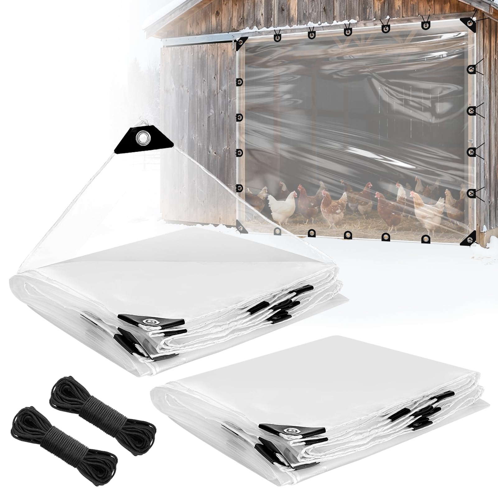 DYRCJ  8x10ft Clear Waterproof Tarp Heavy Duty Transparent Poly Tarpaulin with Grommets for Patio Garden Chicken Coop Covering