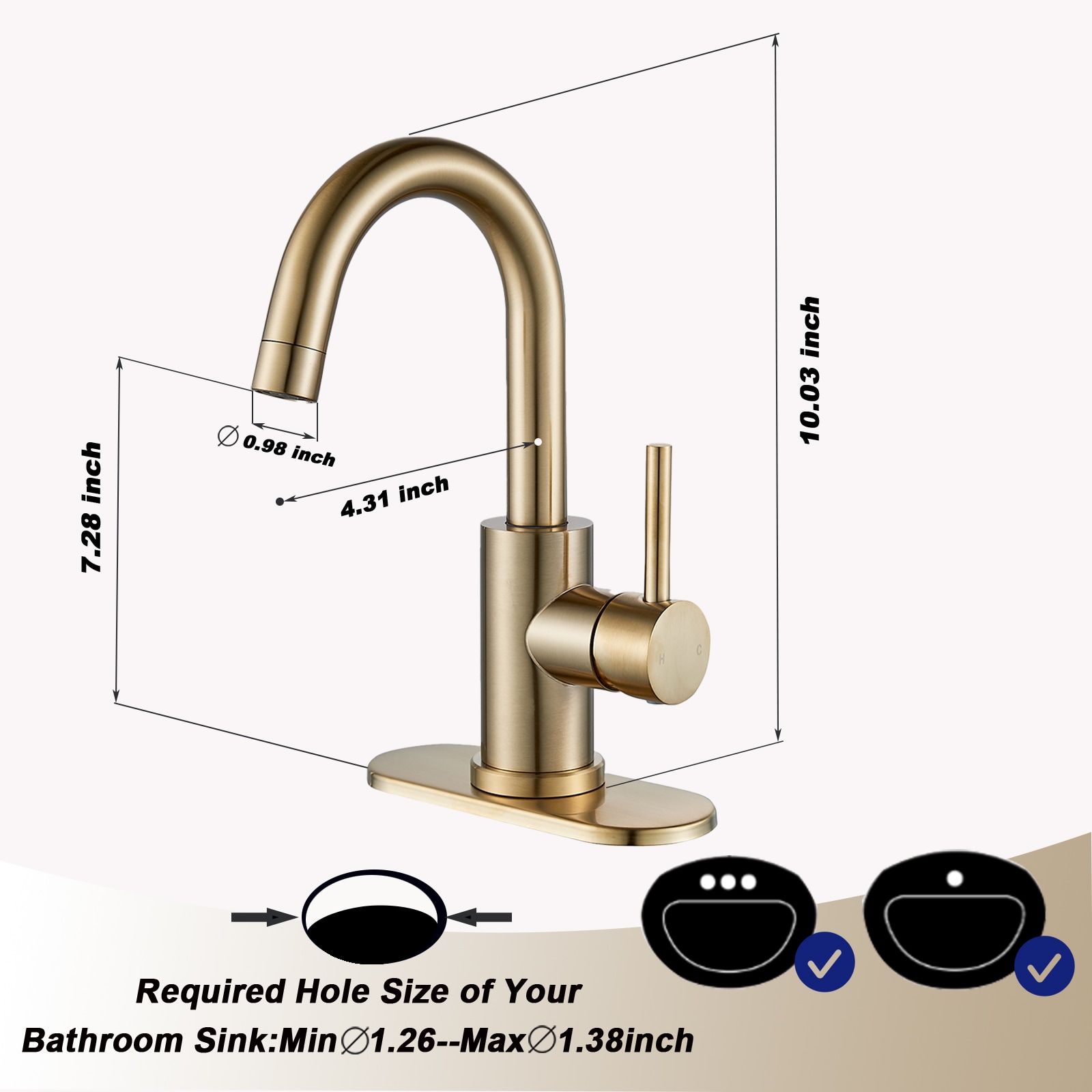 BYH SH-1003-BG Lavatory-Faucets - View #6