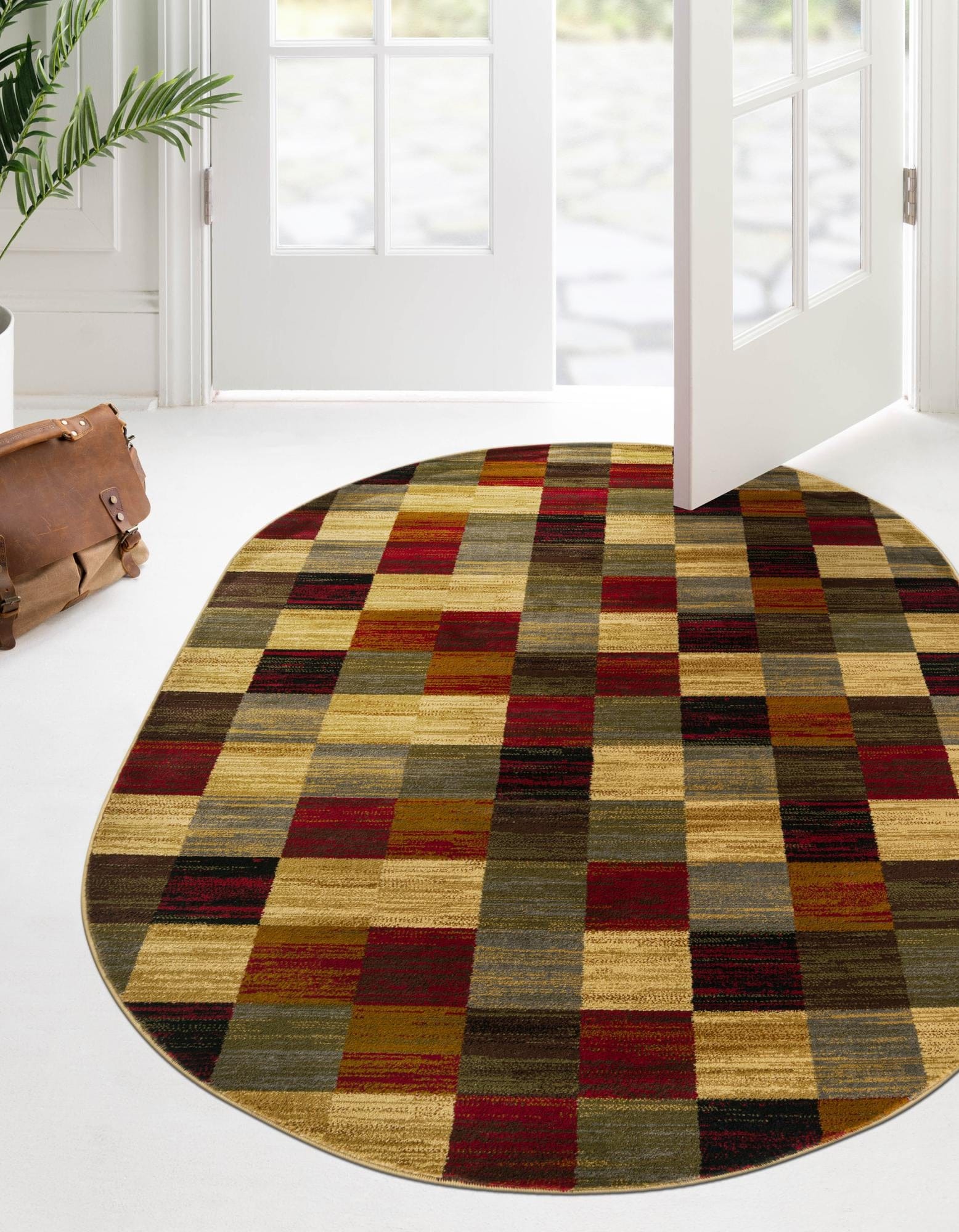 Unique Loom 3200659 Barista 6 x 9 (ft) Loomed Polypropylene Multi Oval Indoor Geometric Area rug