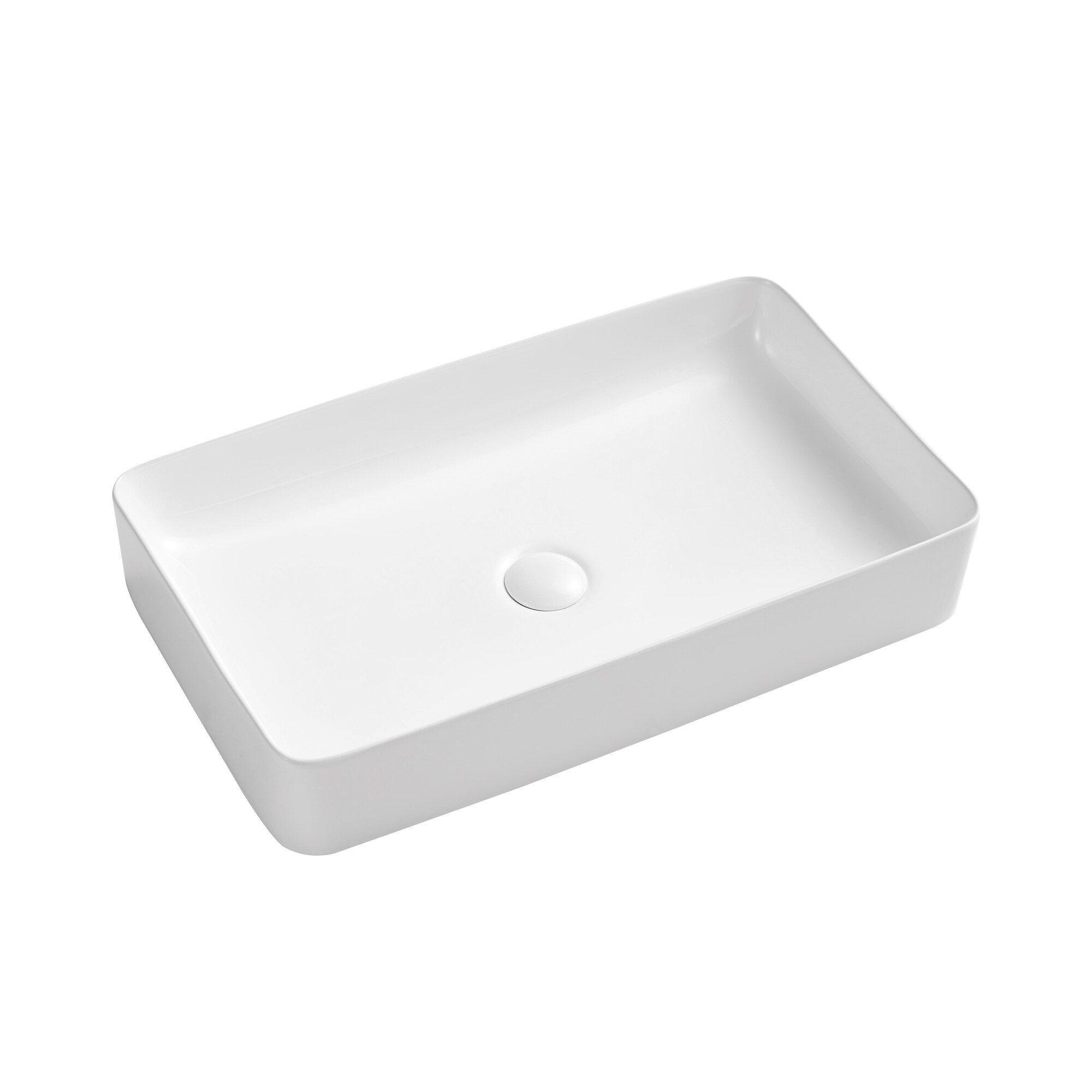 Clihome White Ceramic Vessel Rectangular Modern Bathroom Sink with ...