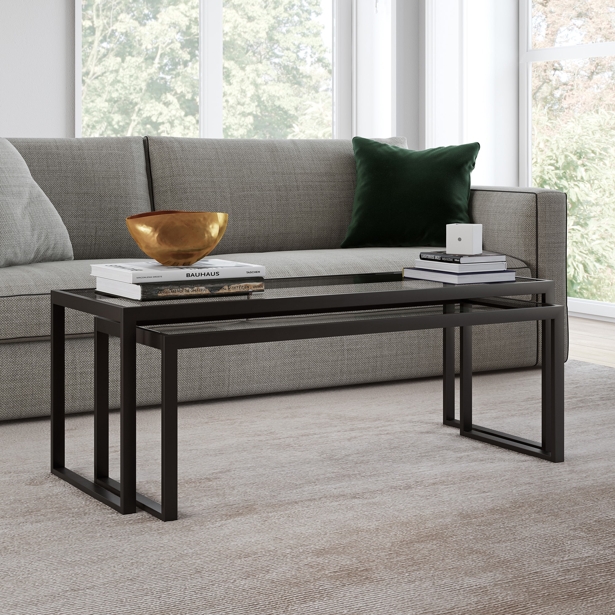 Hailey Home CT0237 Rocco Blackened bronze Glass Modern Coffee Table