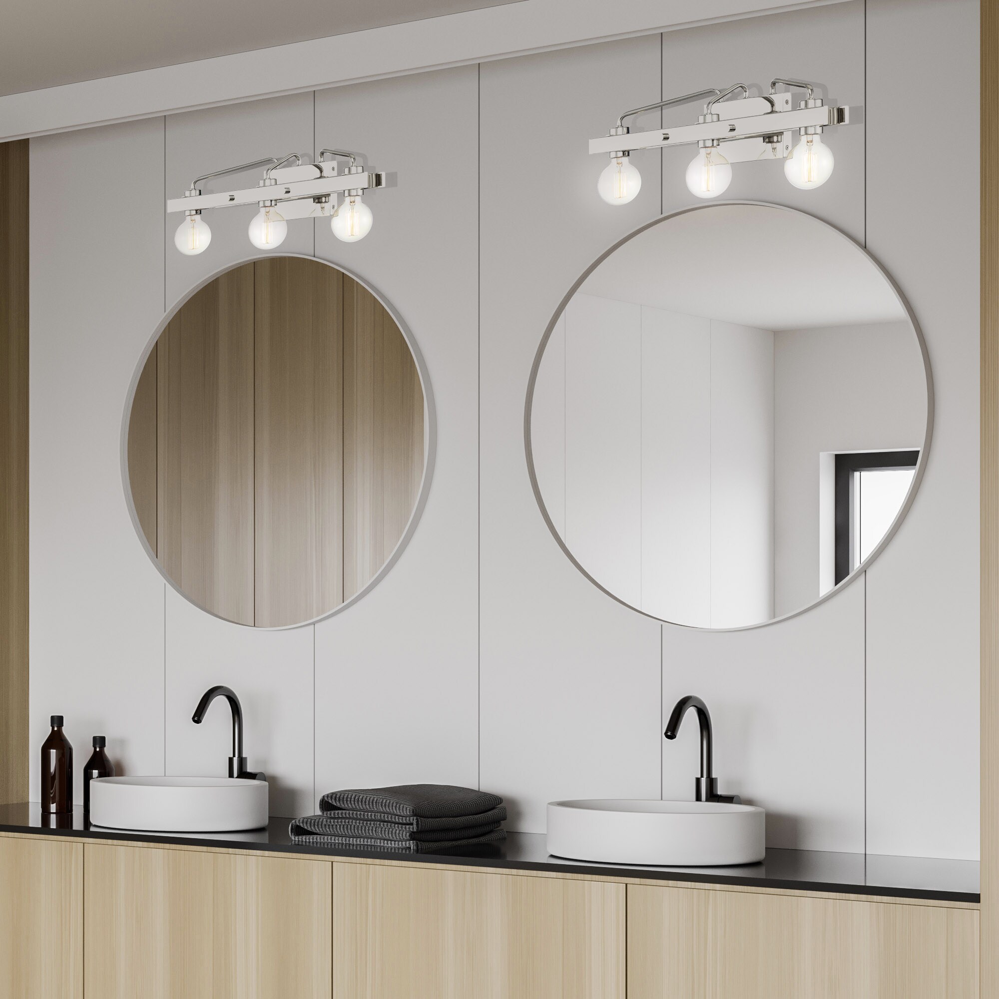 Designers Fountain 94203-PN Ravella 23.5-in 3 -Light Polished Nickel Modern/contemporary Vanity light bar