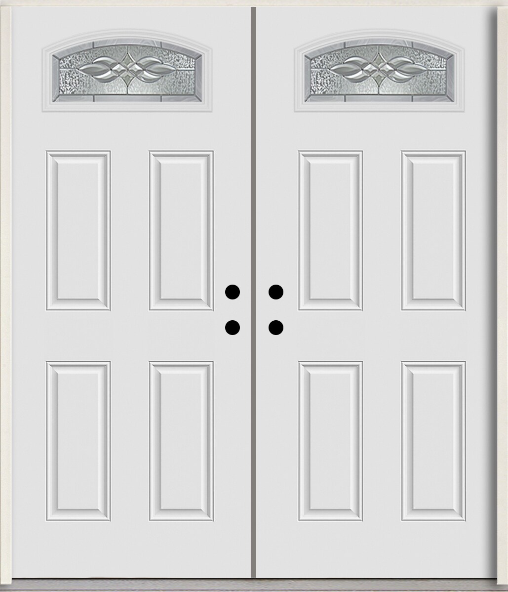 RELIABILT LO963800 Hampton 72-in x 80-in x Fiberglass 1/4 lite Left-hand inswing Arctic White Paint Painted Prehung Double Front Door Insulating core