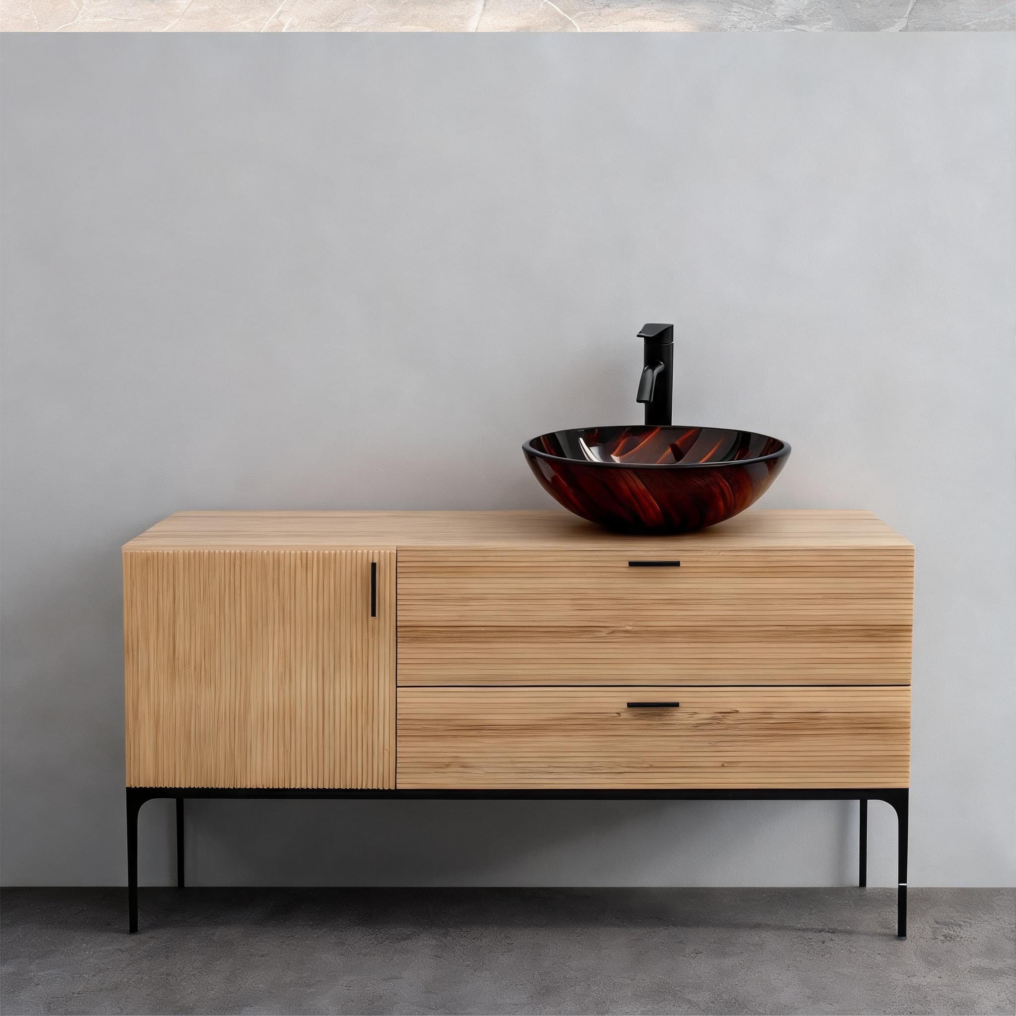chillscreamni - Brown Bathroom Vanities with Functional Design 16.5 in Tempered Glass