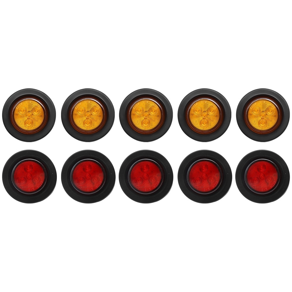 Tinyhomie 10 Pcs 2in 4LED Rubber Ring Round Led Trailer Truck Tail ...