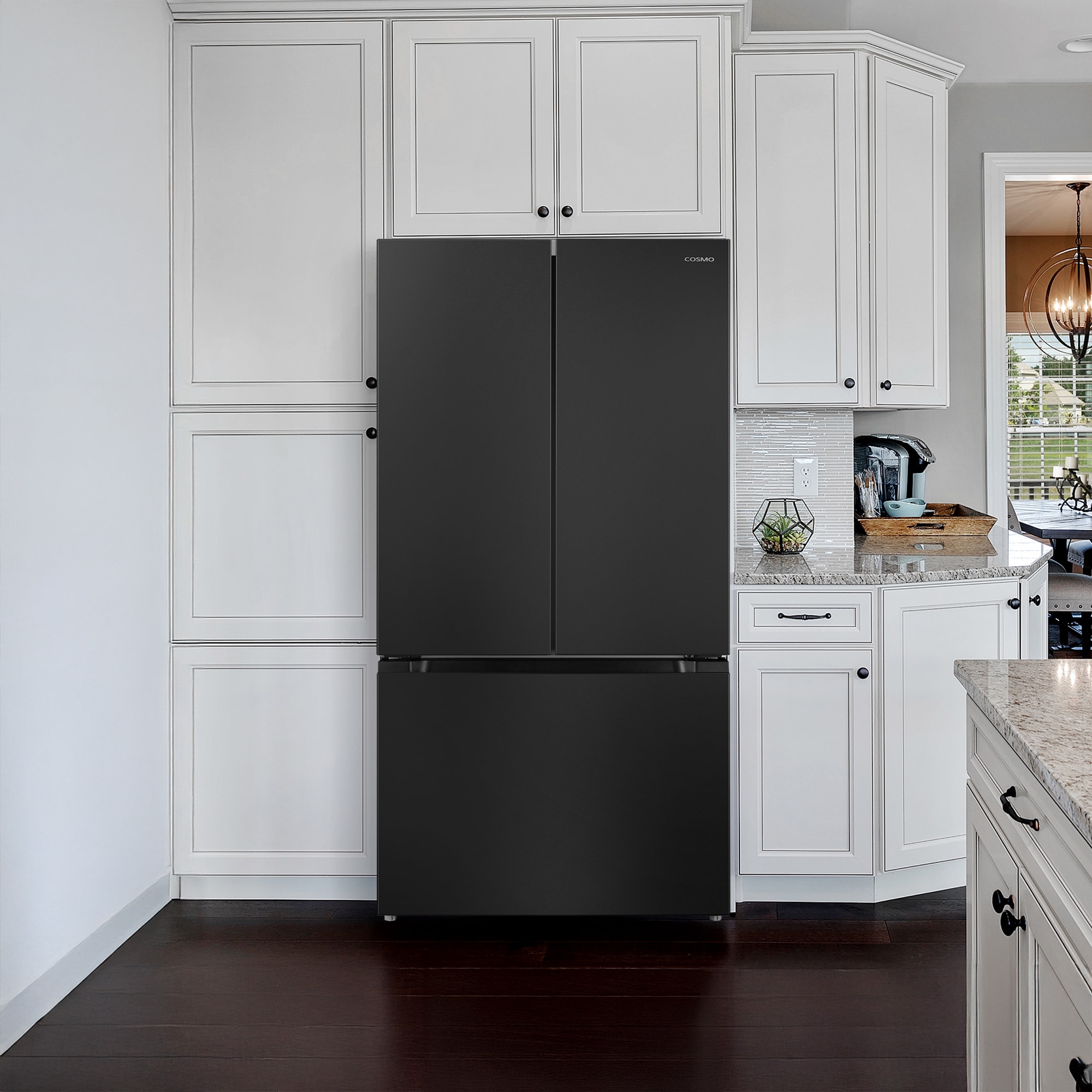 Cosmo Standard-Depth COS-RFFV283RBK 27.4-cu ft 36-in Wide French Door Refrigerator with Ice Maker ( Matte Black ) ENERGY STAR Certified Sansujyuku sansujyuku.com