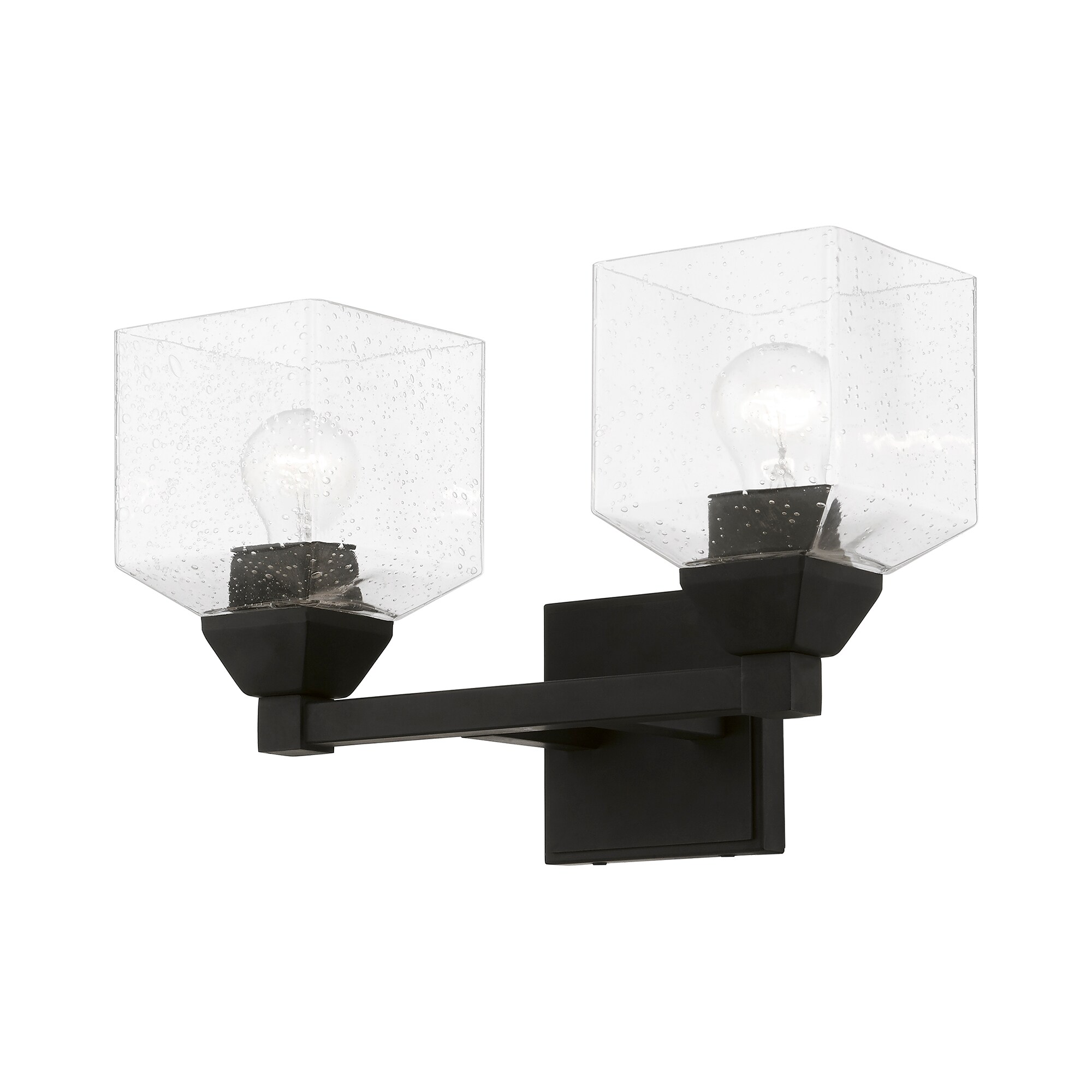 Aragon Seeded Glass Dual-Light Vanity Sconce in Black