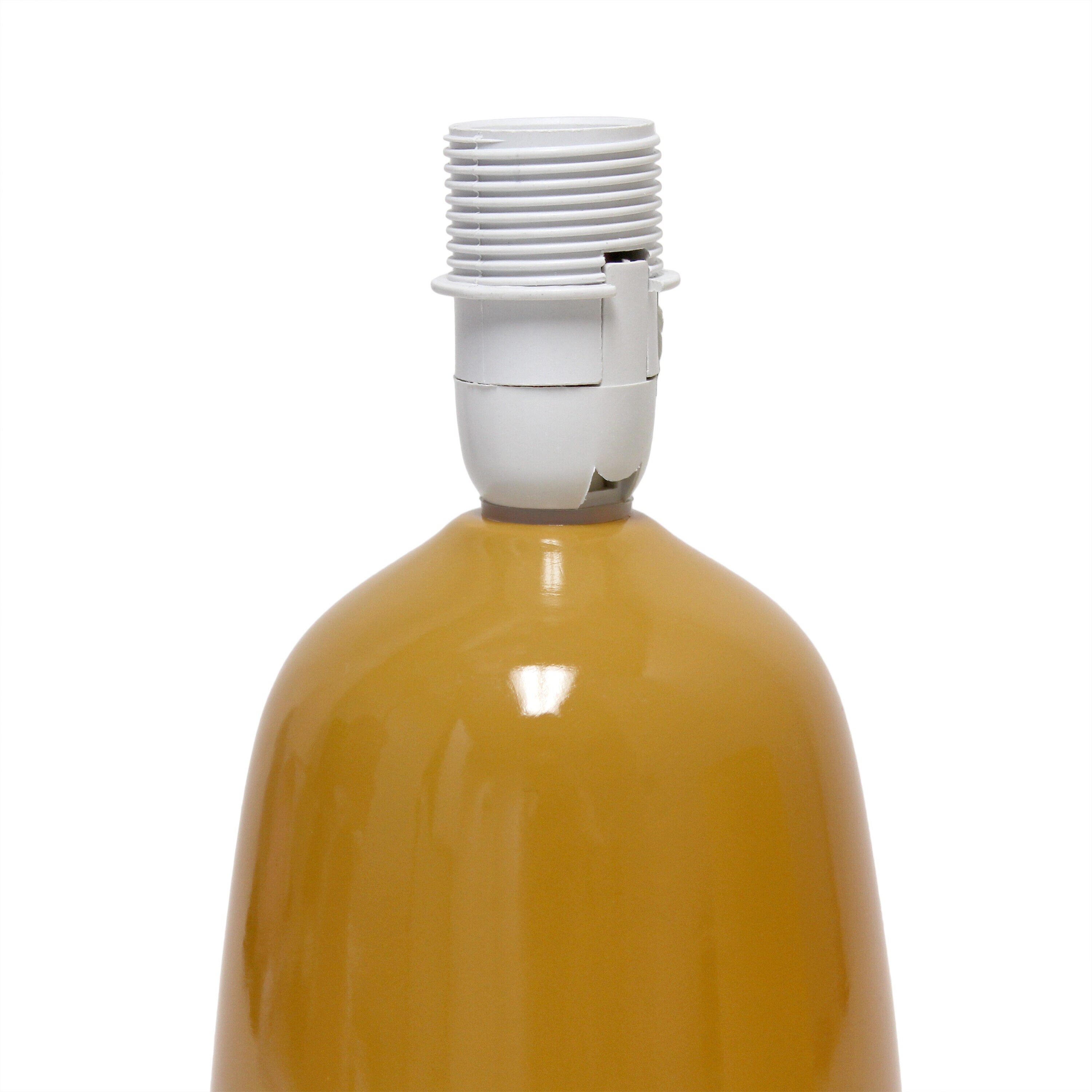 Mustard Yellow Ceramic Thimble Base Table Lamp with Fabric Shade