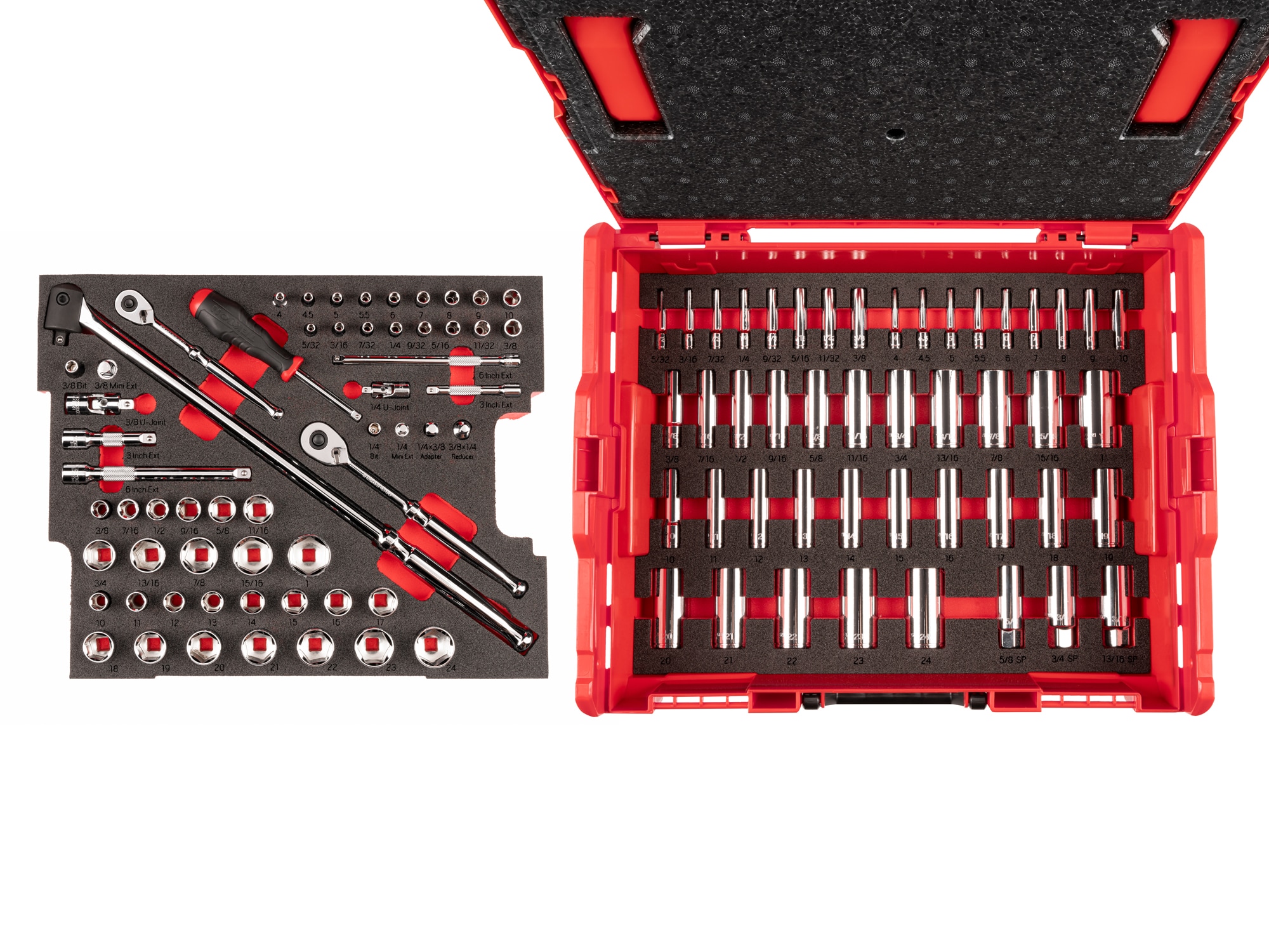 TEKTON 1/4-in, 3/8-in Drive Standard (SAE) and Metric Shallow/Deep Socket Set (105-Pieces) OLB91301 Sansujyuku sansujyuku.com