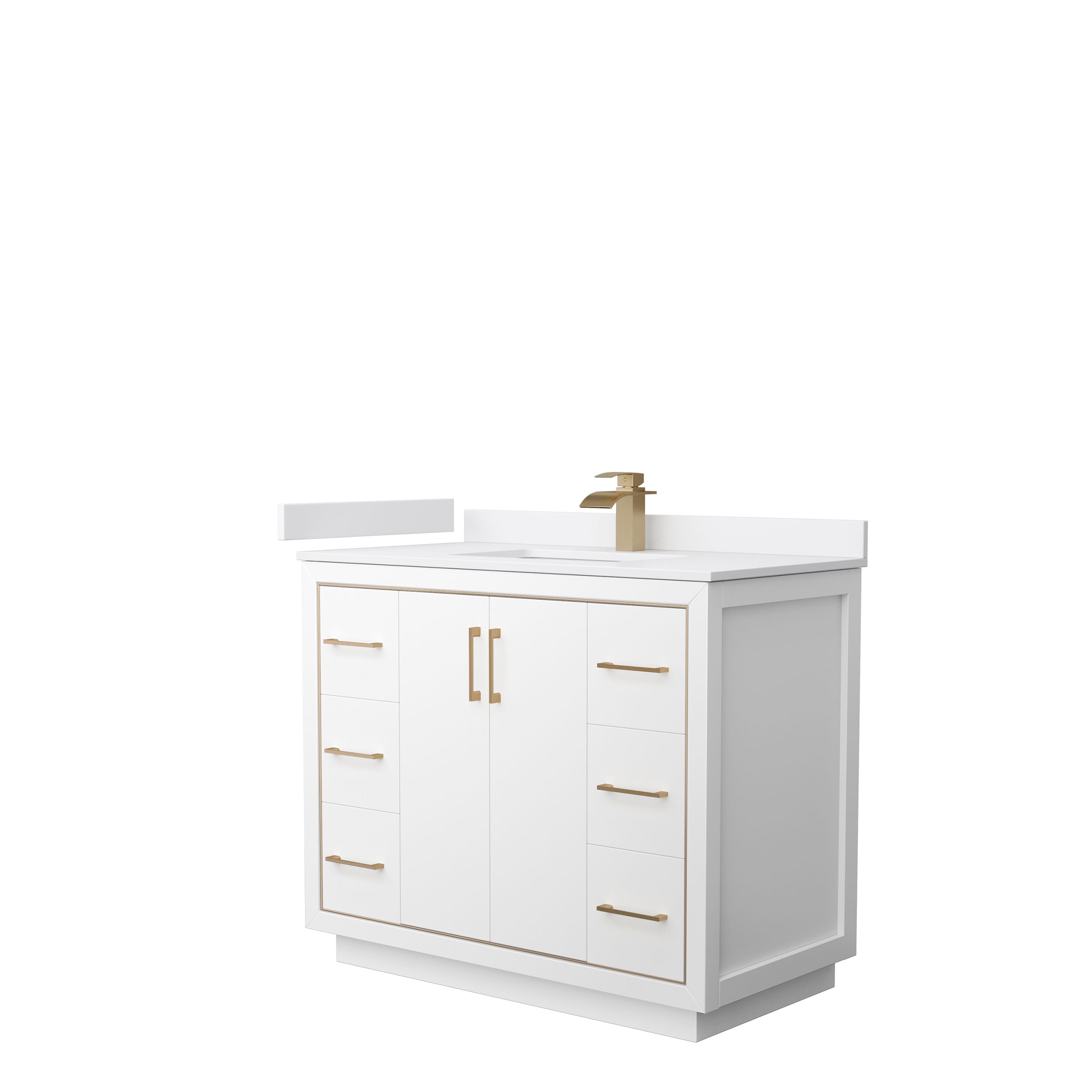 Wyndham Collection WCF111142SWZWCUNSMXX Icon 42-in White with Satin Bronze Trim Undermount Single Sink Bathroom Vanity with White Cultured Marble Top