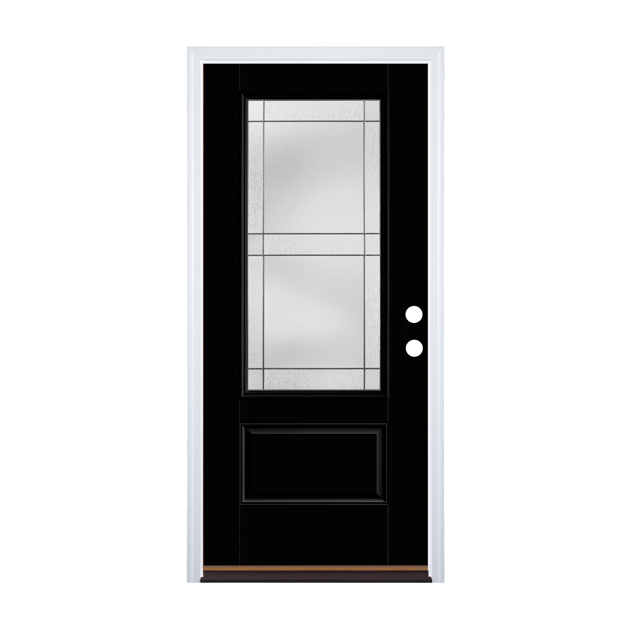 Therma-Tru TT652059SOS Grid Entry Door 36-in x 80-in x 6-9/16-in Fiberglass 3/4 lite Left-hand inswing Black Painted Prehung Front Door with Brickmould Insulating core