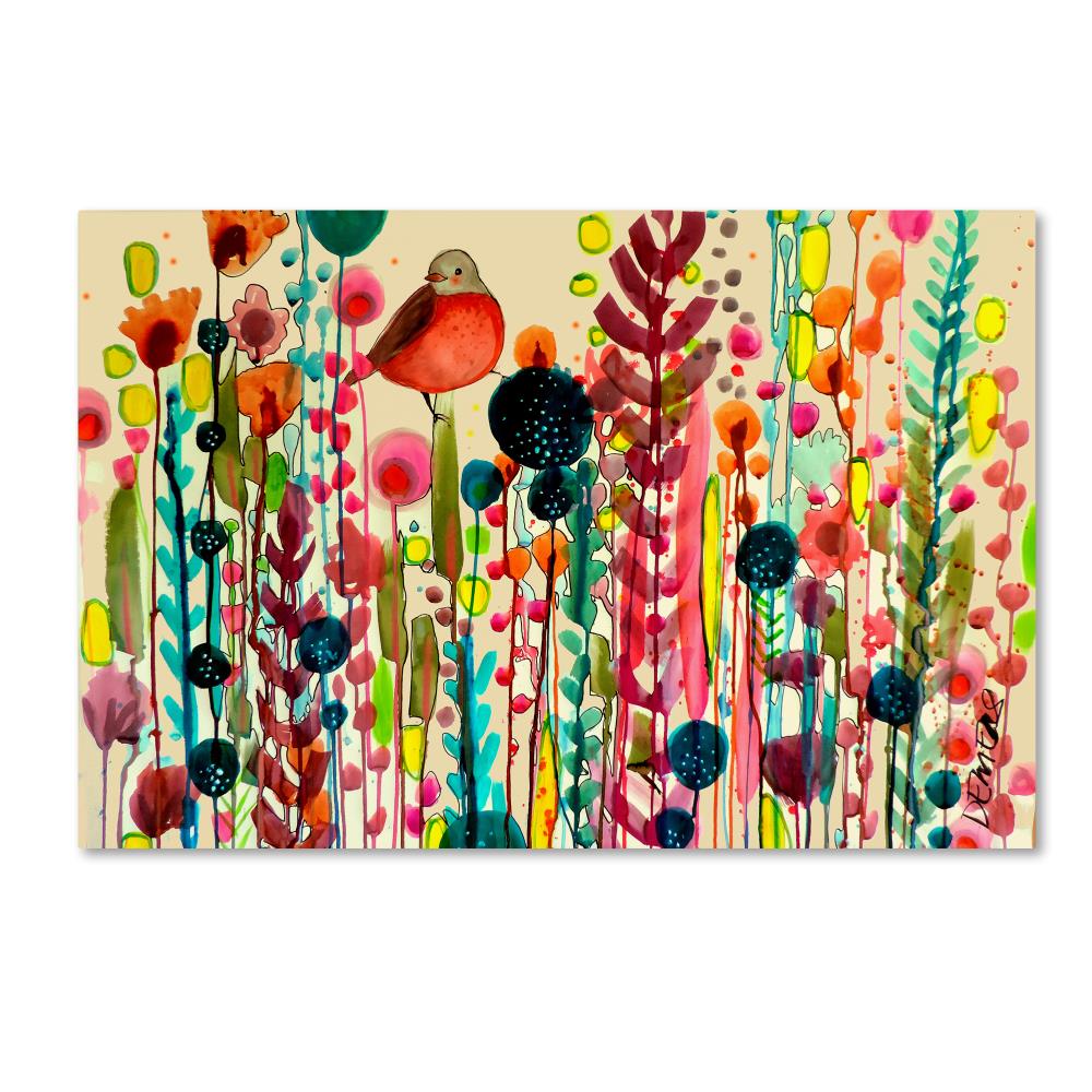 Multicolor Floral and Bird Modern Canvas Wall Art