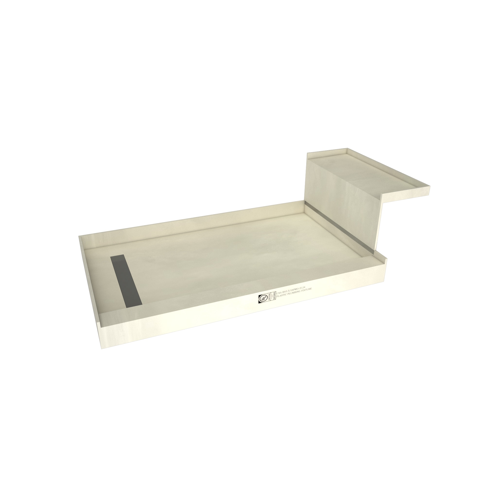 Tile Redi RT3648LTTRB36KIT 36-in W x 60-in L Left Tileable Single Threshold Rectangle Shower Pan Base Kit with 4.5-in H Threshold Integrated Seat
