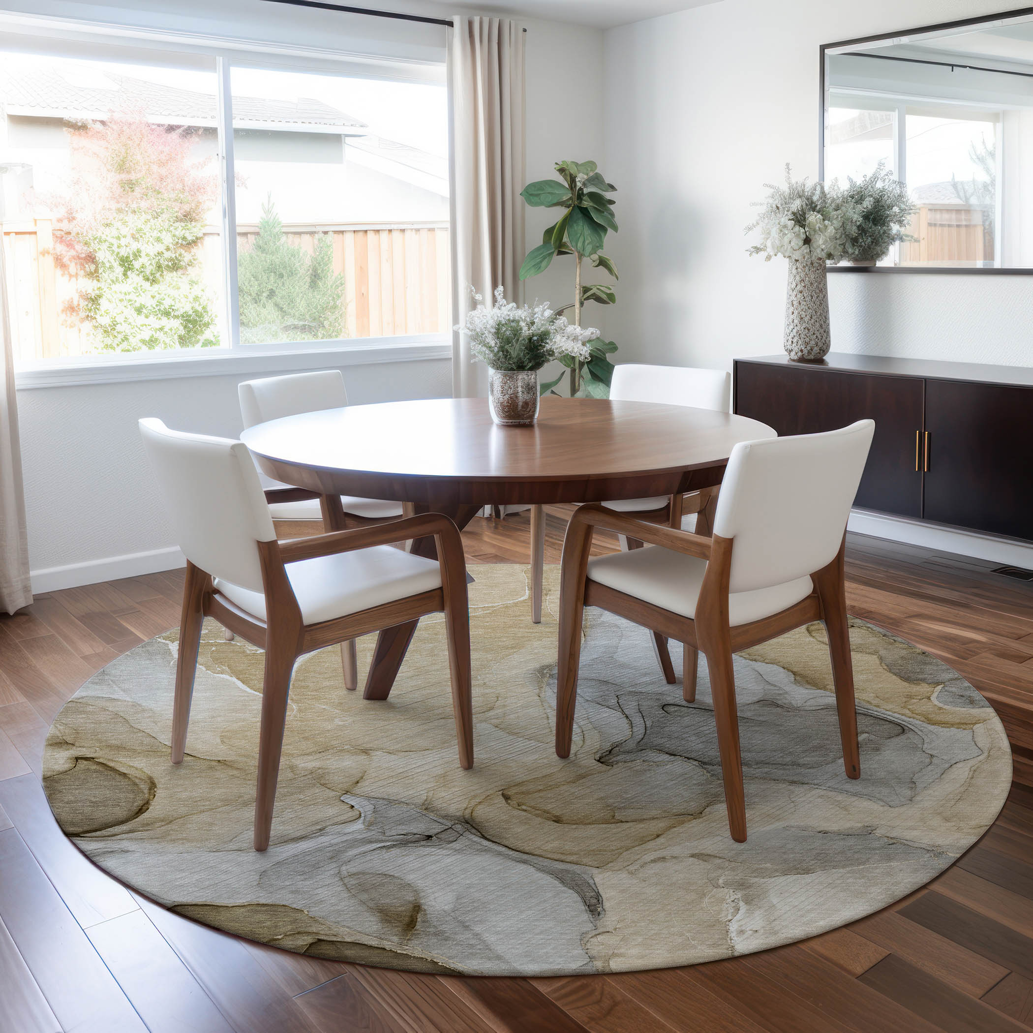 Addison Rugs ACN504BR8RO Chantille ACN504BR 8 x 8 (ft) Polyester Brown Round Indoor/Outdoor Abstract Machine washable Area rug